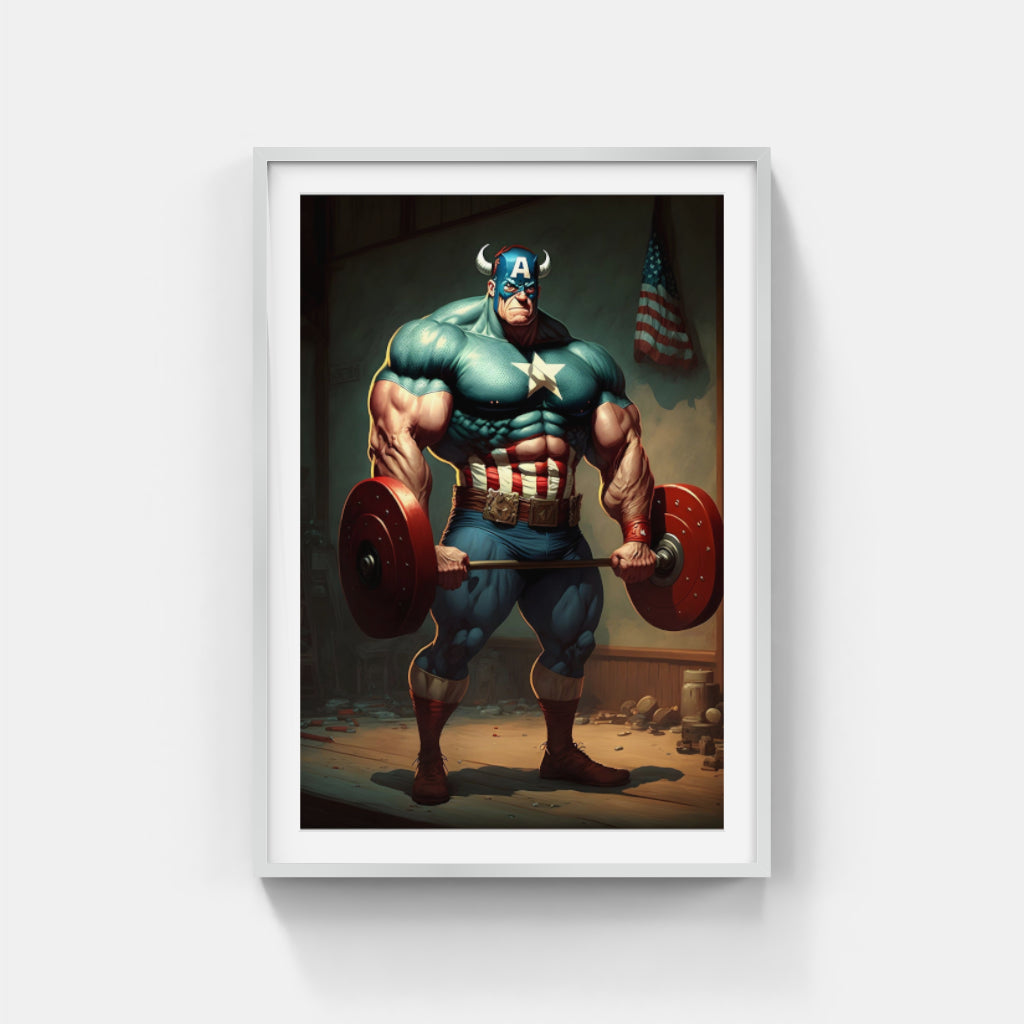 Captain America's Workout: Strength and Justice in Motion Wall Art