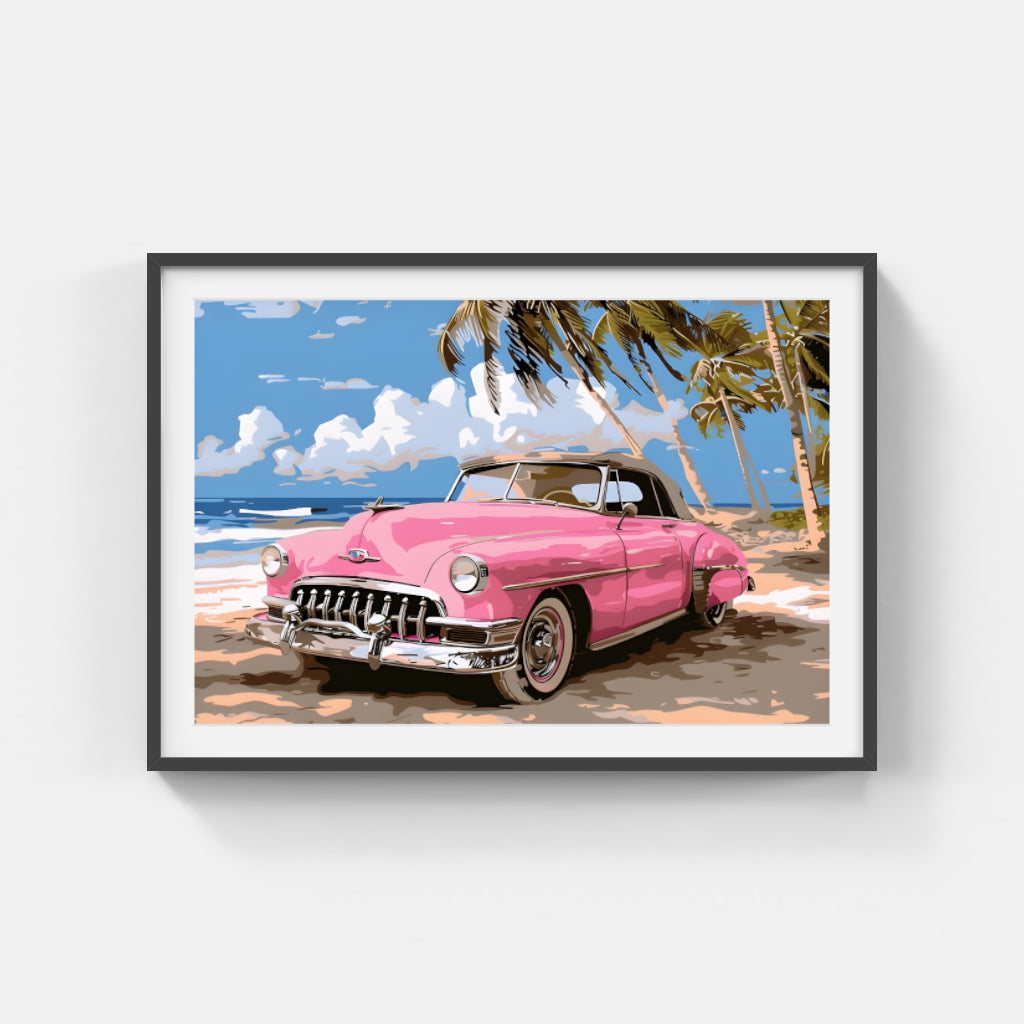 Pink Car Wall Art Canvas,Home Decor Prints, Art Wall Pictures