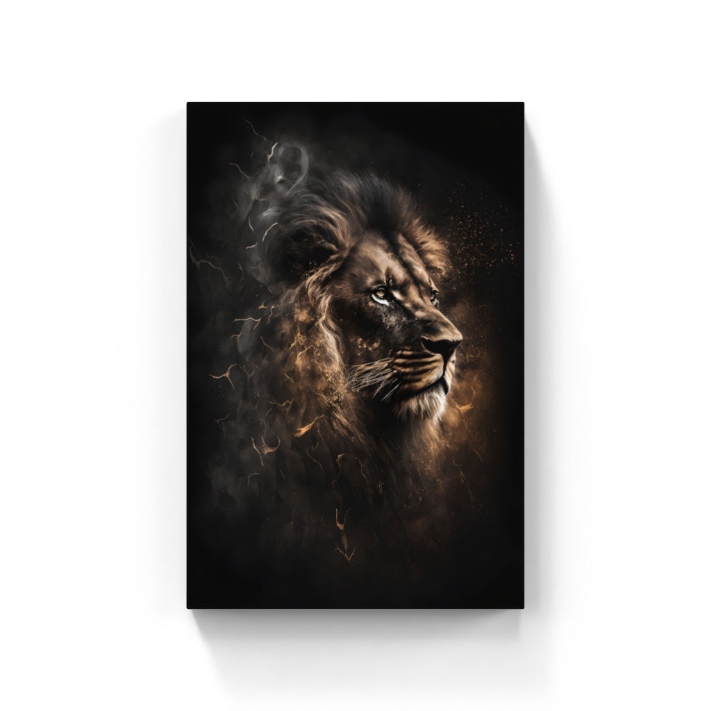 Twilight Roar: Lion Portrait in Deep Shadows Wall Art