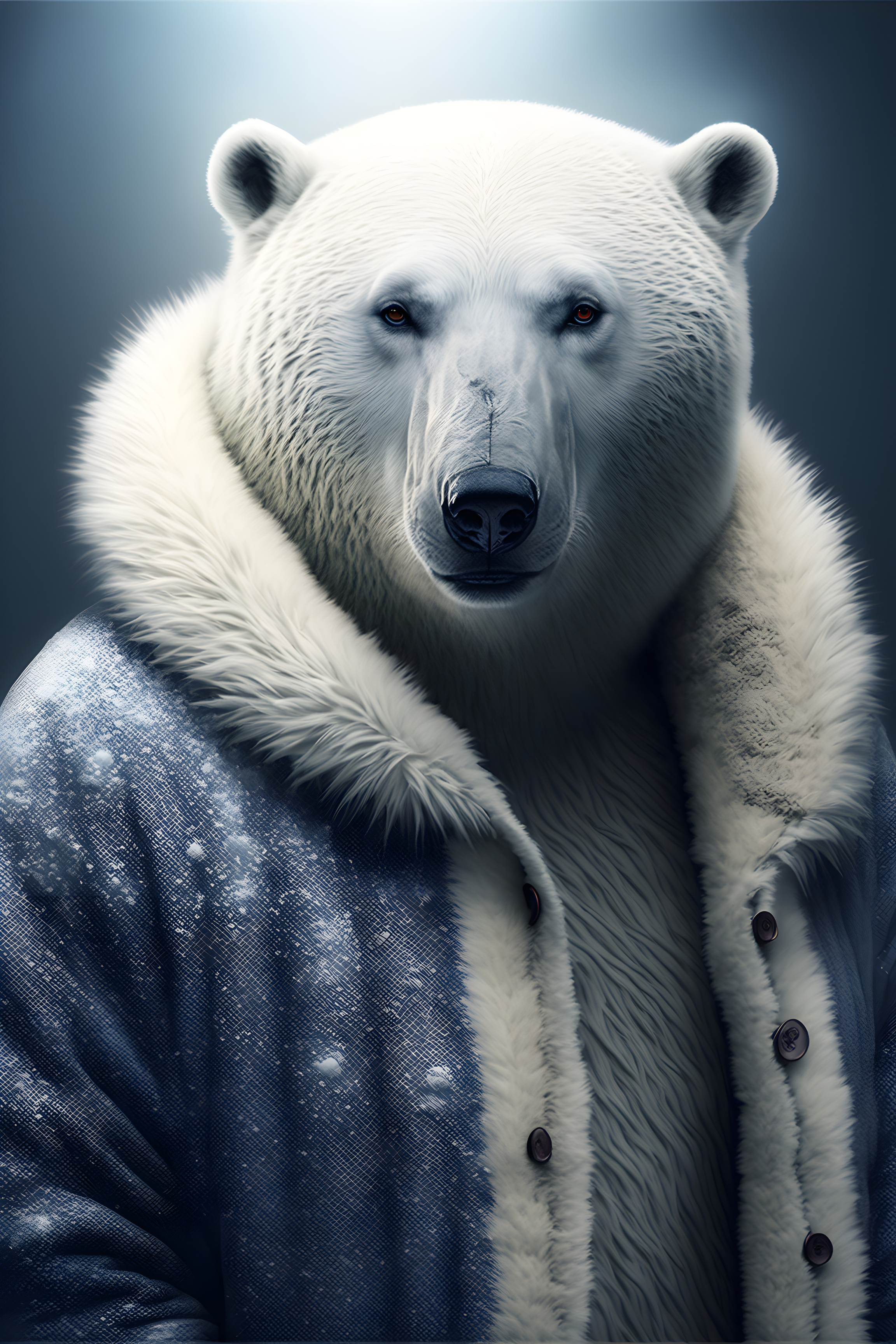 Cozy Majesty: The Polar Bear in Its Regal Robe Wall Art