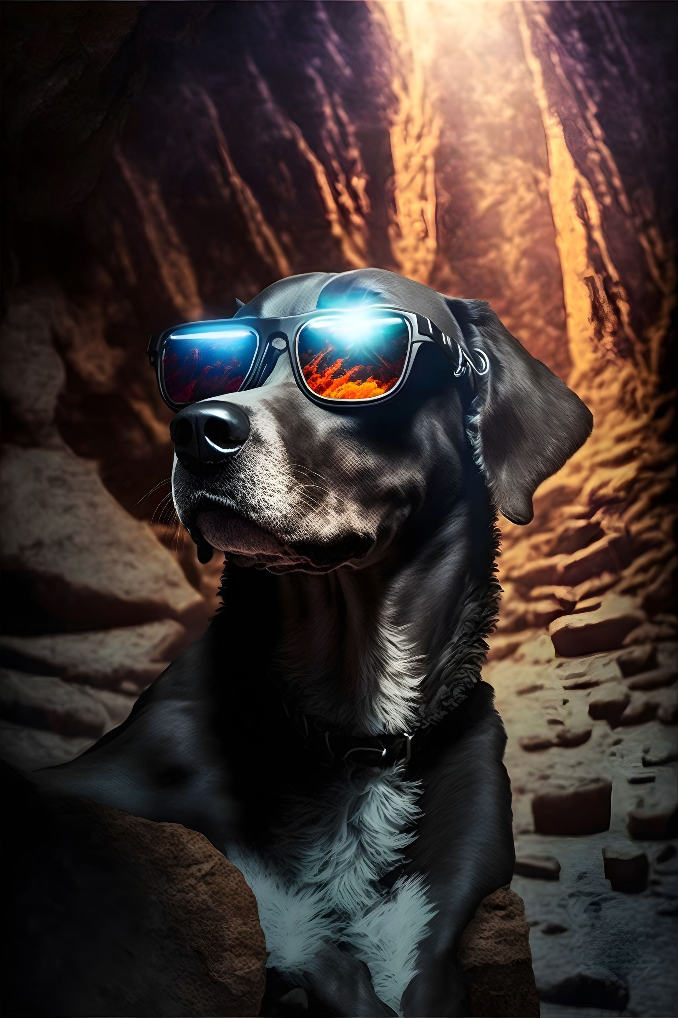 Shades of Adventure: Dog in Canyon Wall Art