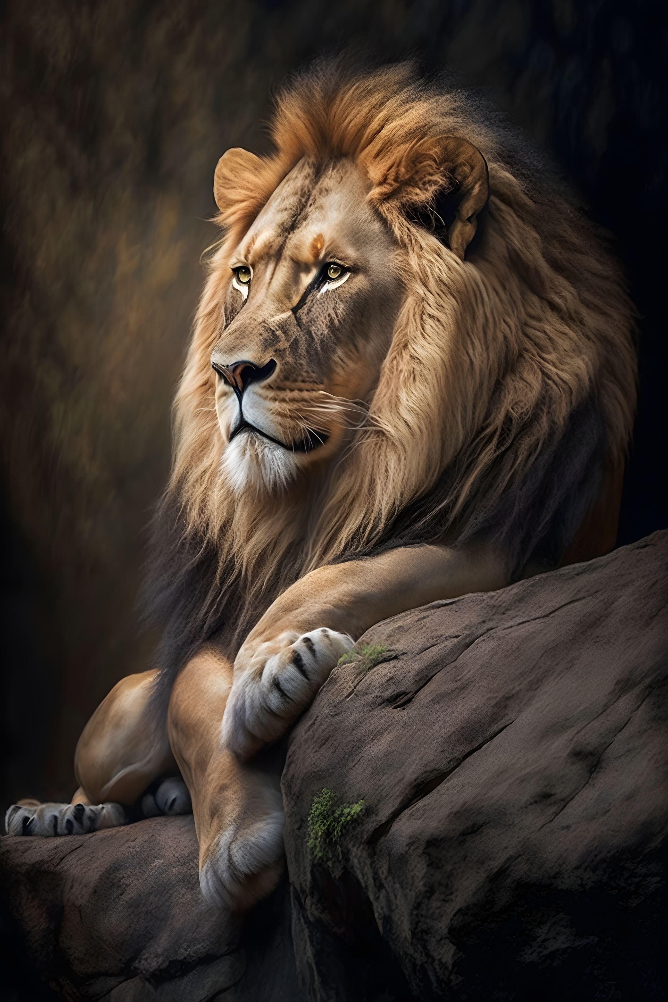 Shrine Guardian: Majestic Lion at Rest Wall Art