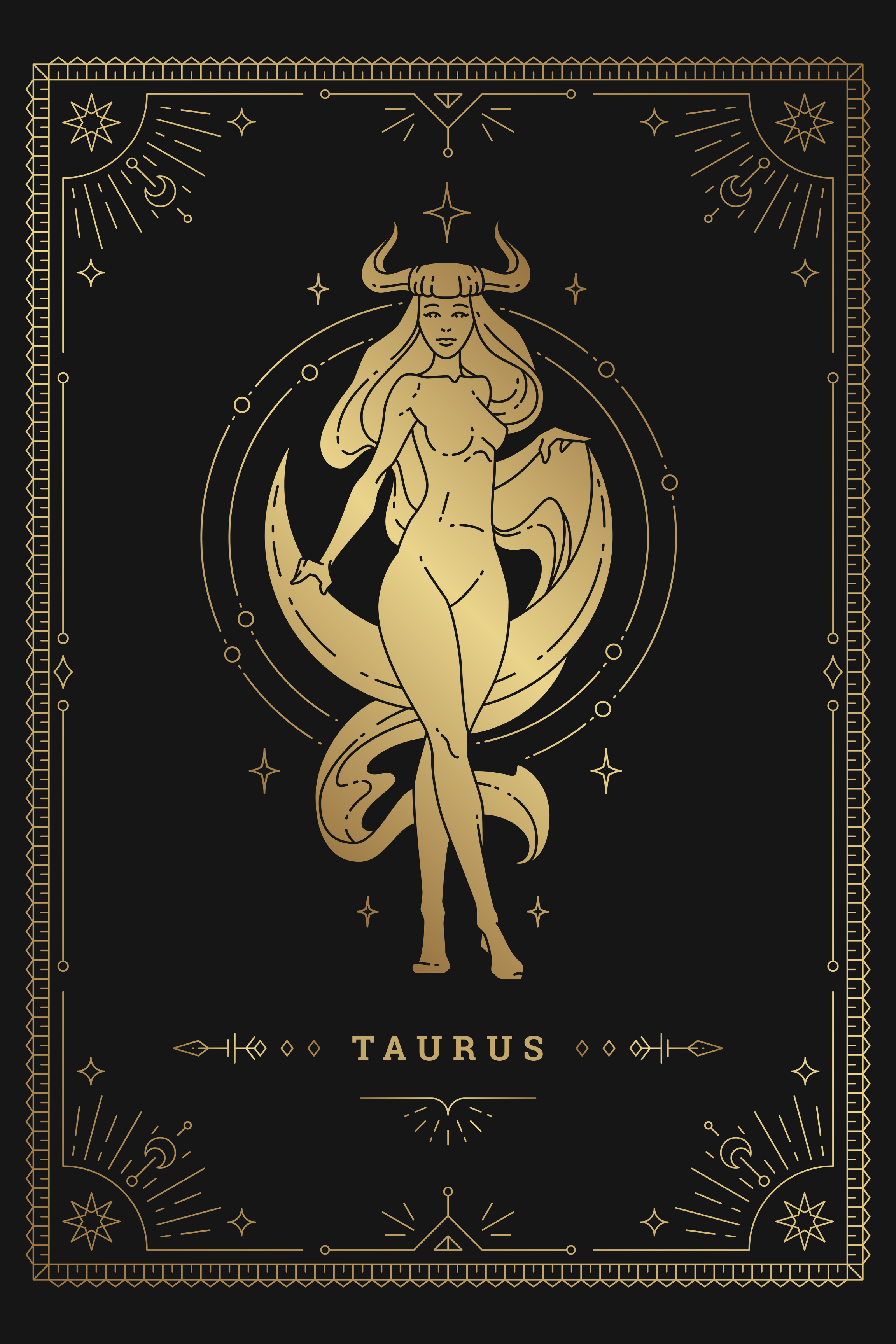 Golden Taurus: Strength and Serenity in Gold Wall Art