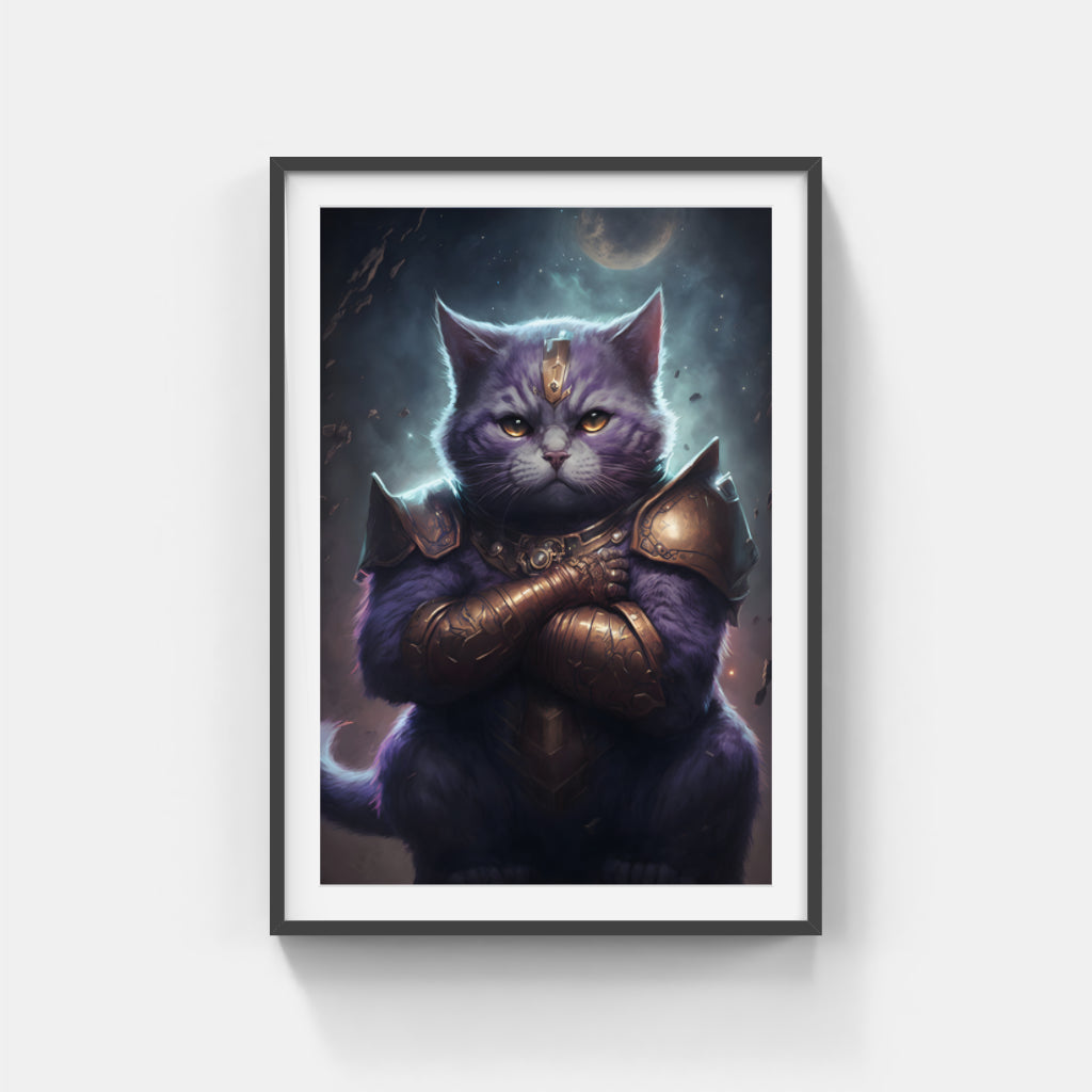 Valiant Sentinel: The Armored Cat Wall Art