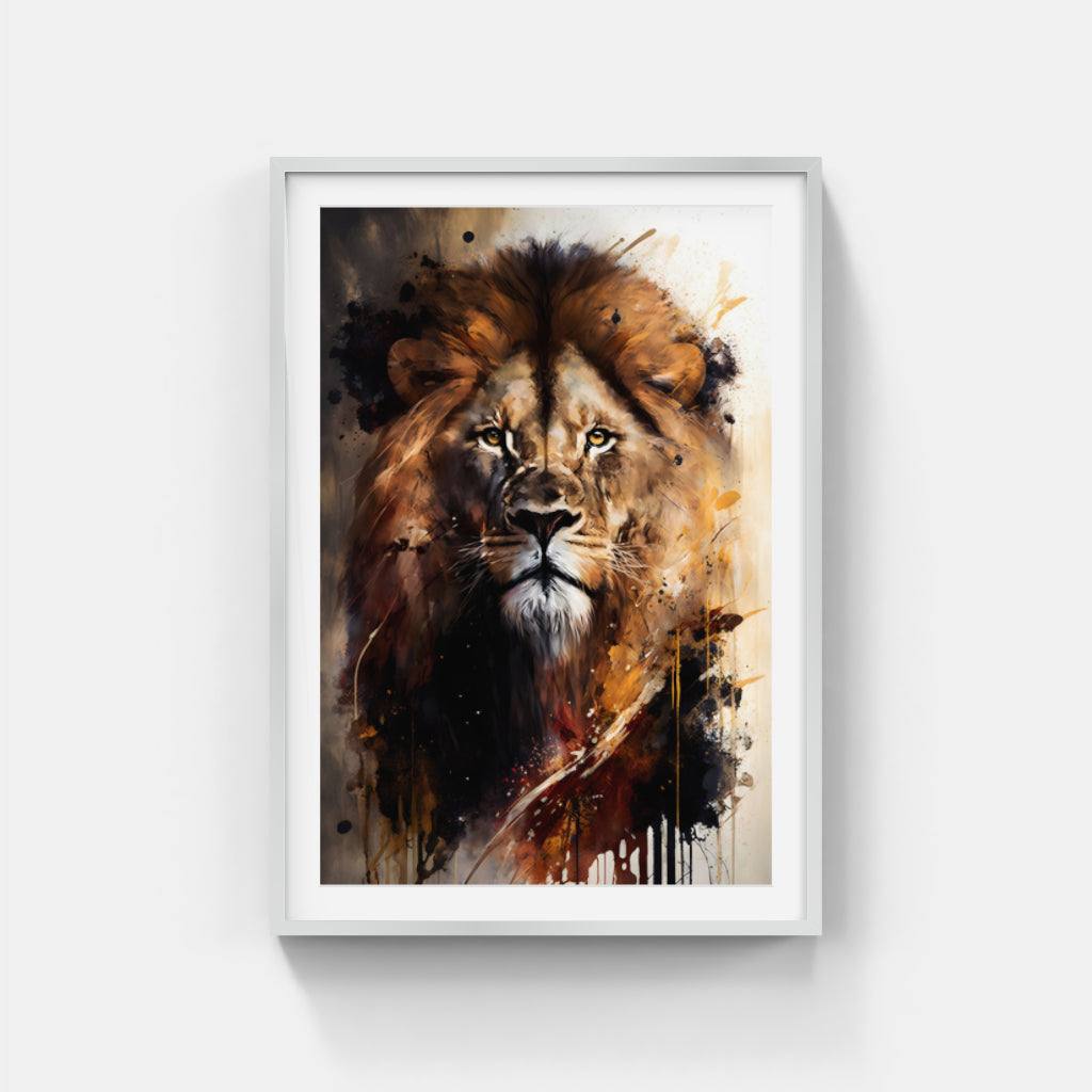 Radiant Majesty: Lion Portrait Against a White Canvas Wall Art