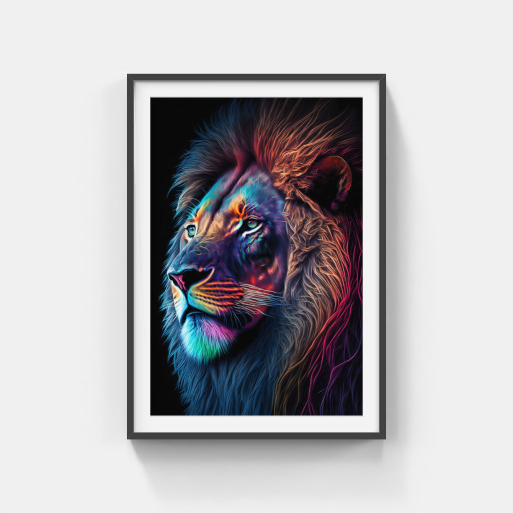 Vibrant Majesty: Colorful Lion Face Wall Art