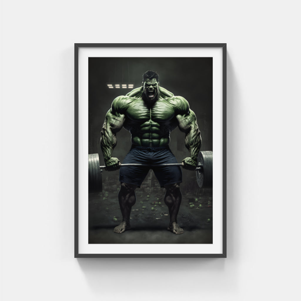 Smashing Gains: Hulk's Workout Session Wall Art