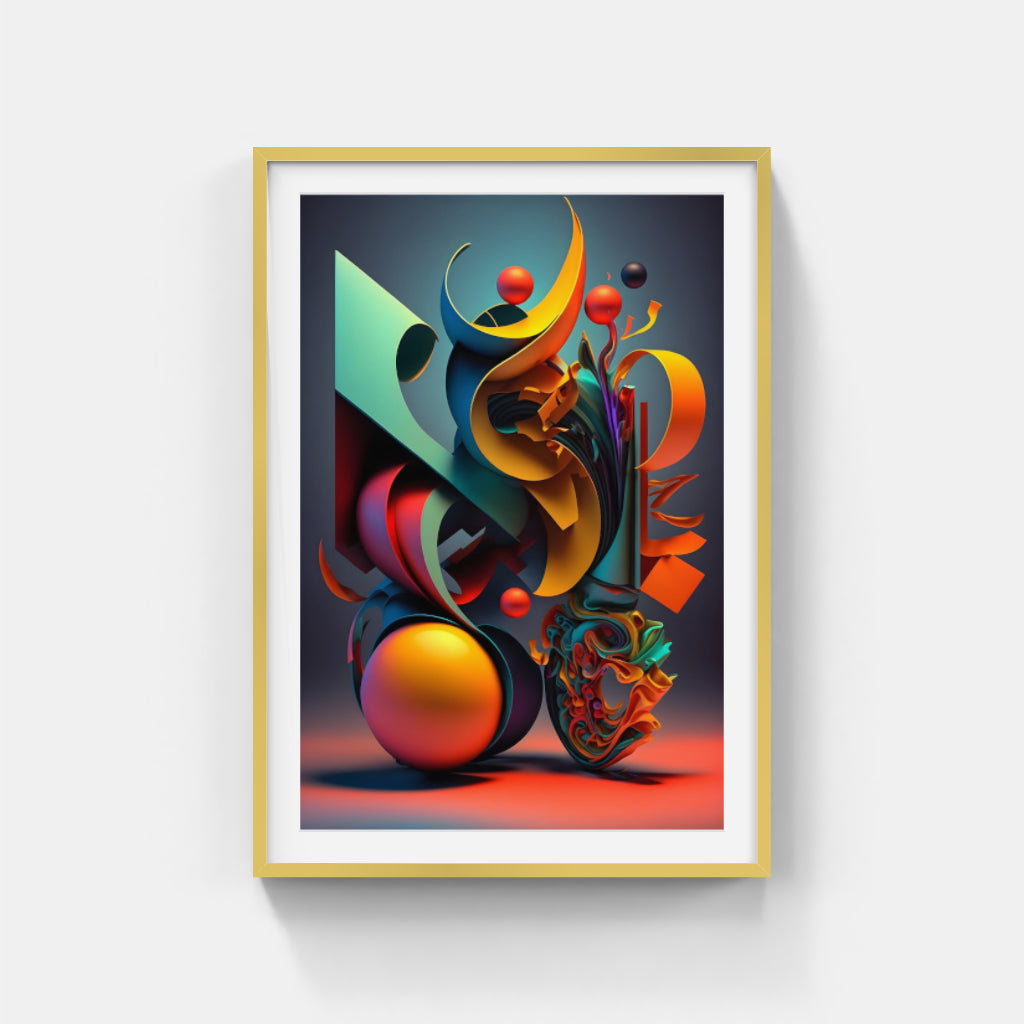 Abstract Colorful Geometries: A Fusion of Artistic Forms Wall Art