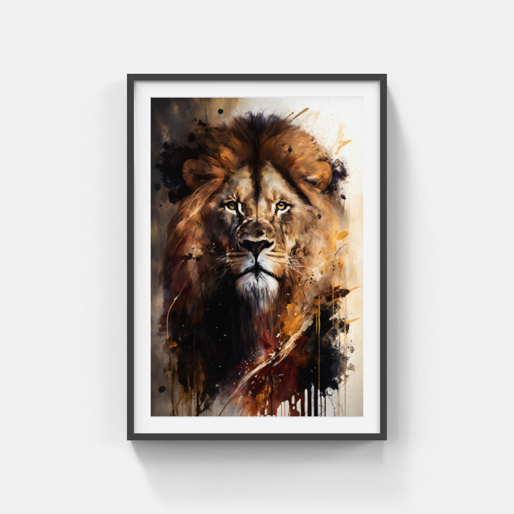 Radiant Majesty: Lion Portrait Against a White Canvas Wall Art