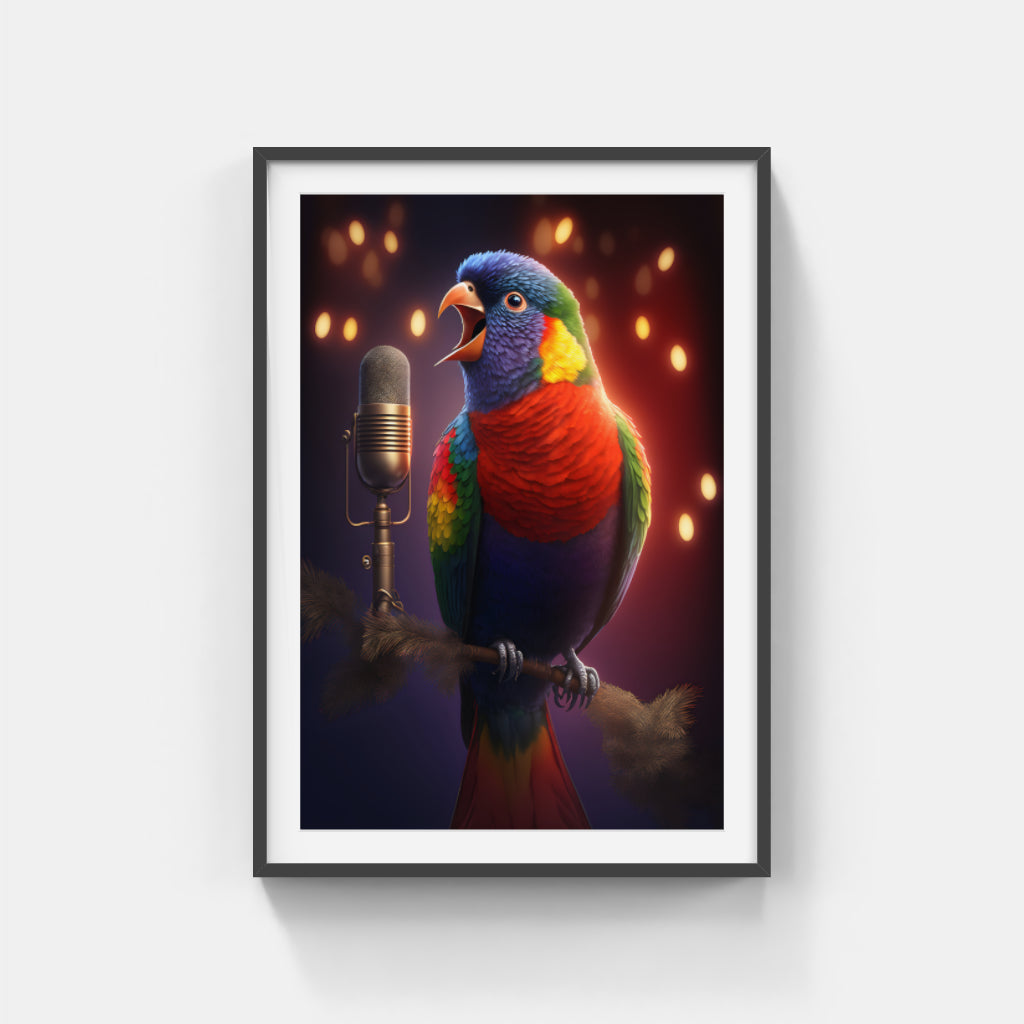 Melodic Colors: Parrot on the Mic Wall Art