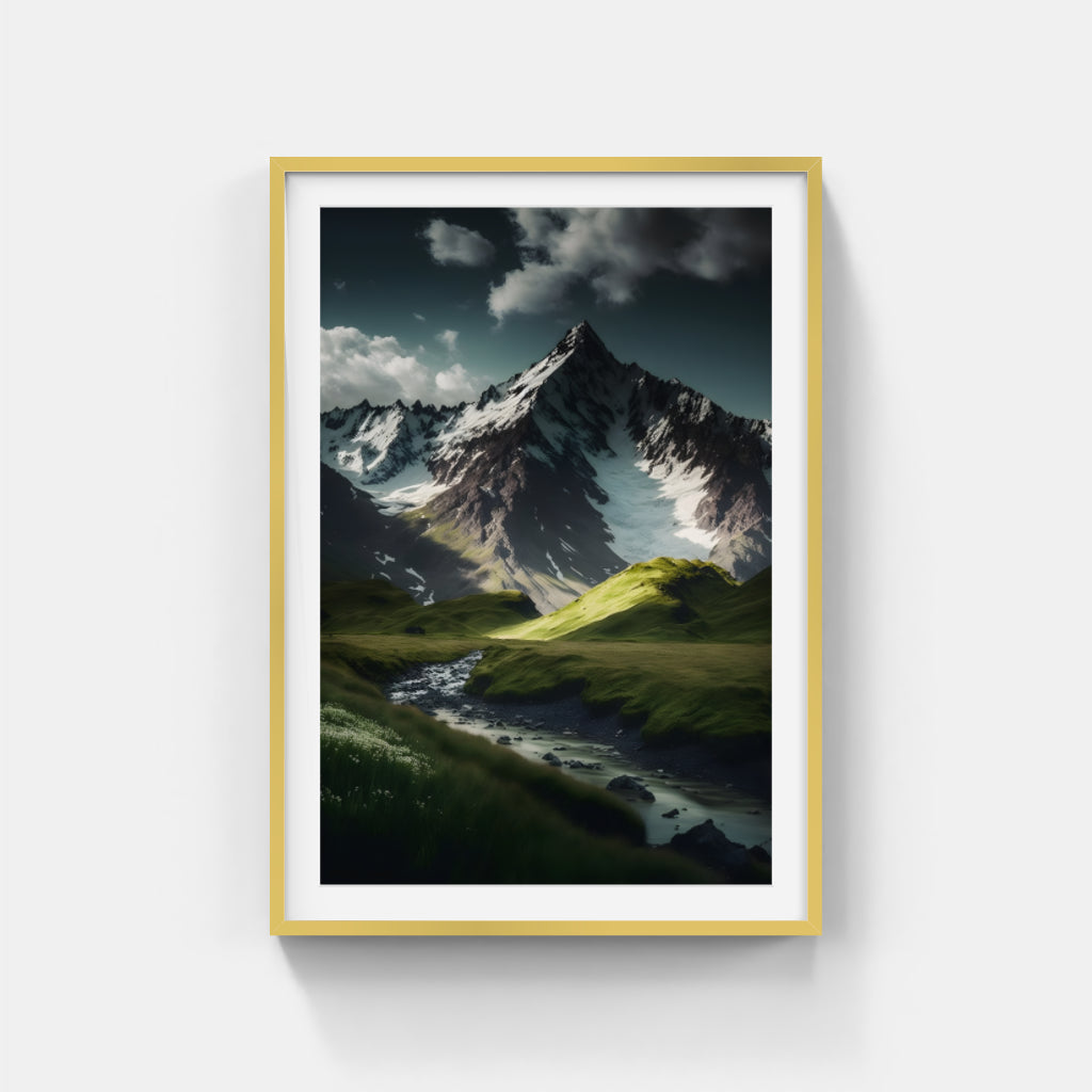 Majestic Flow: Mountain Serenity and River Grace Wall Art