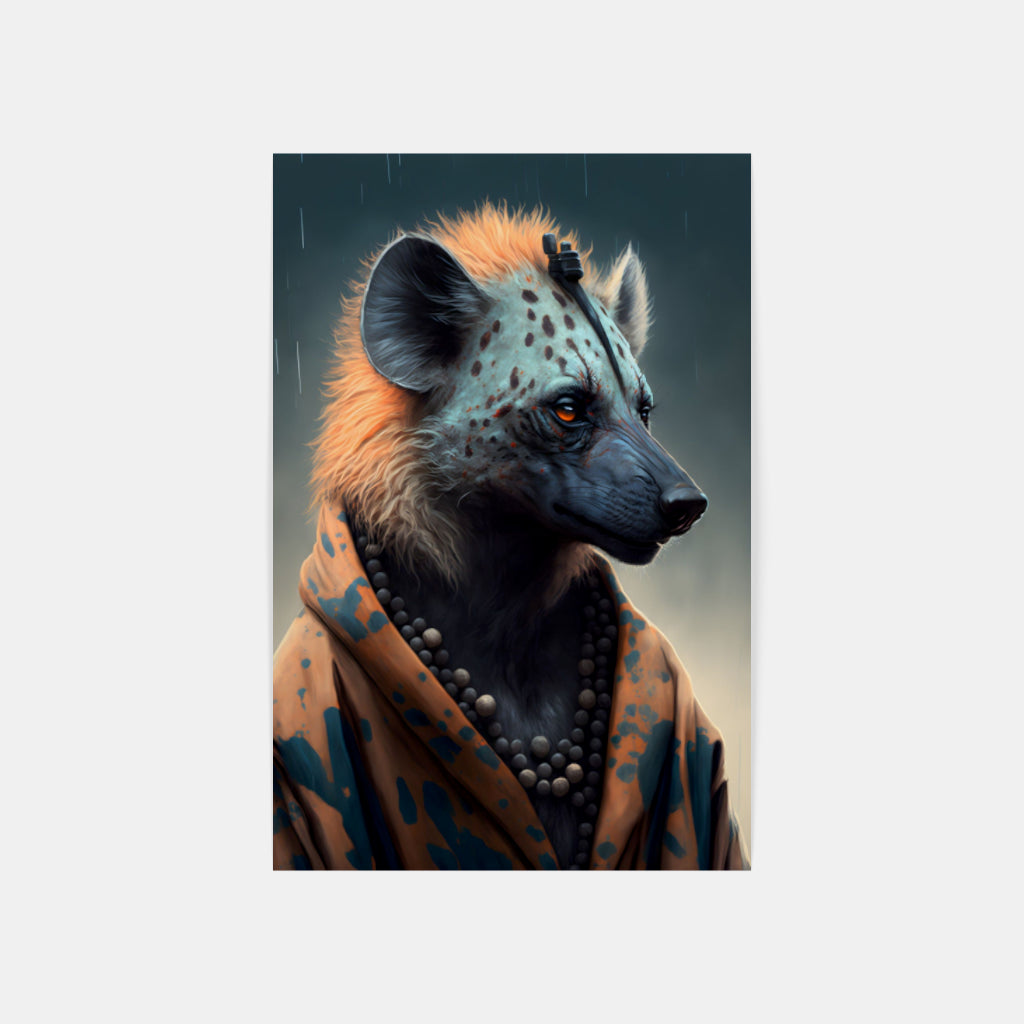 Dapper Hyena: Stylish in Clothing and Necklace Wall Art