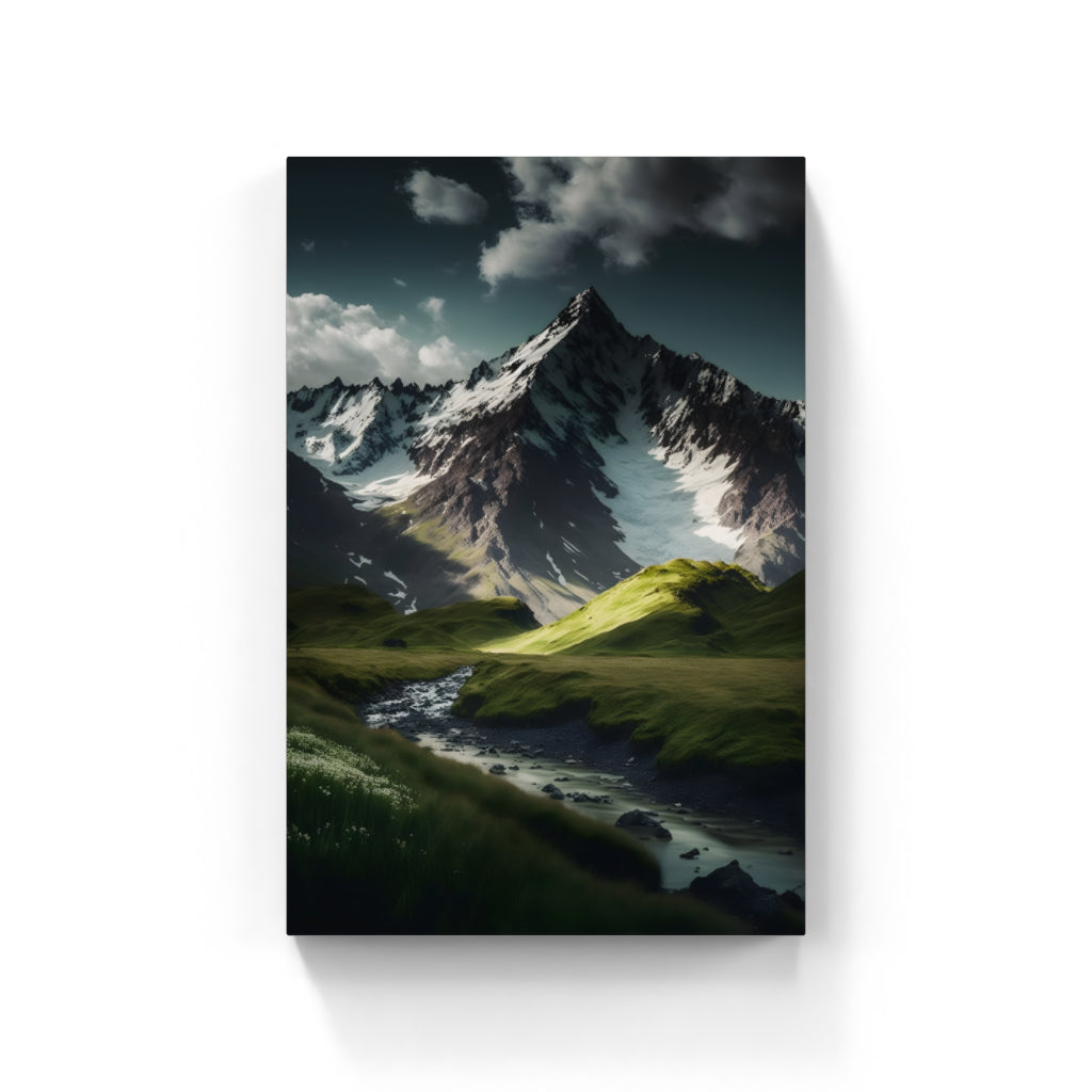 Majestic Flow: Mountain Serenity and River Grace Wall Art