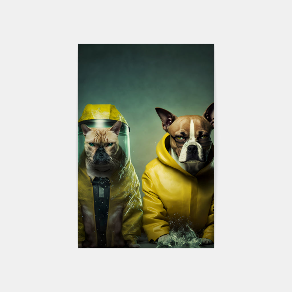 Canine Hazmat Duo: Dogs Suited for Safety Wall Art