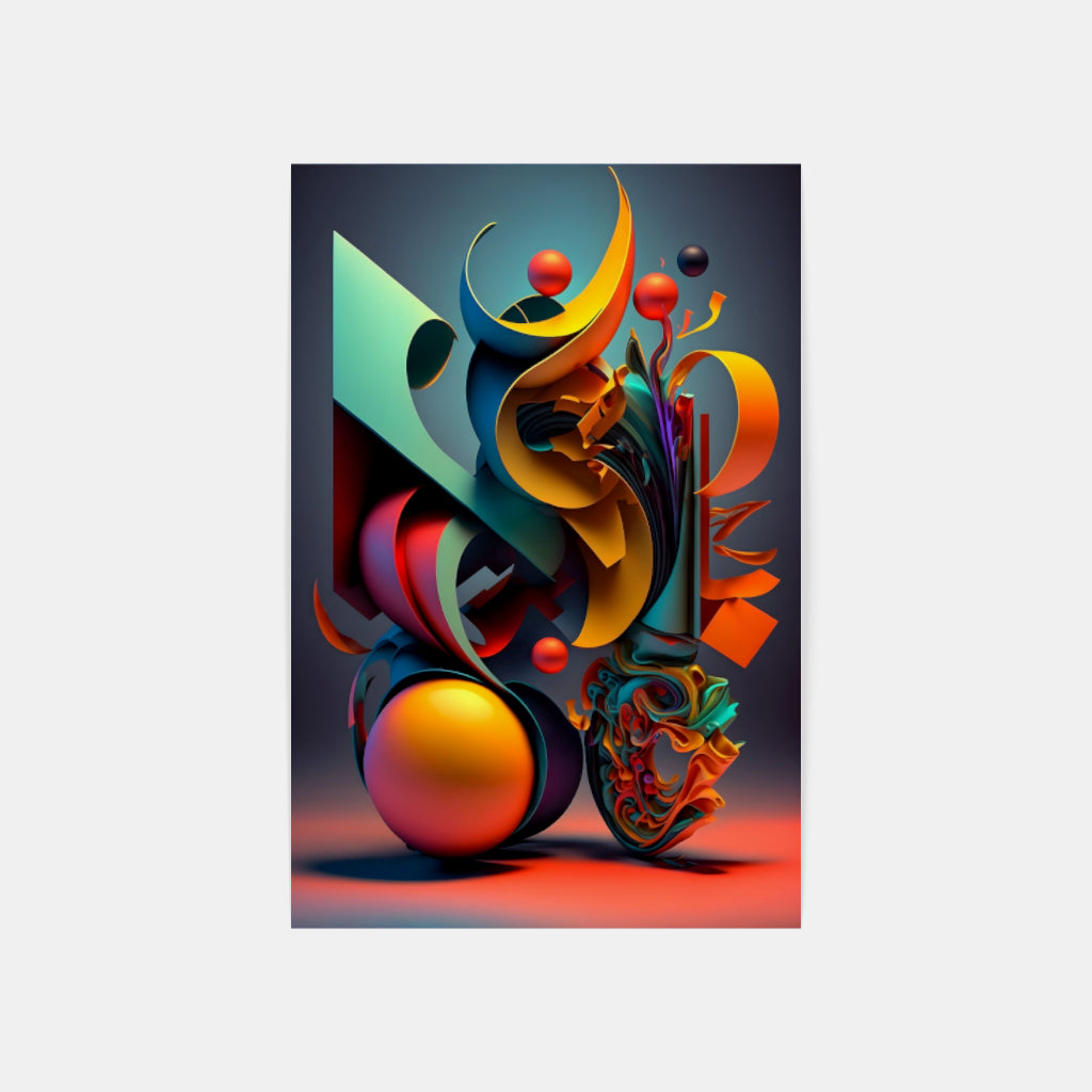 Abstract Colorful Geometries: A Fusion of Artistic Forms Wall Art