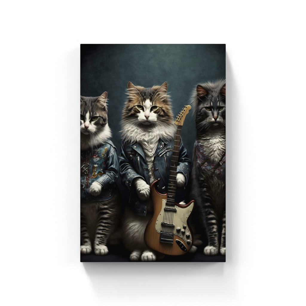 Rockin' Felines: Three Cats in a Band Wall Art