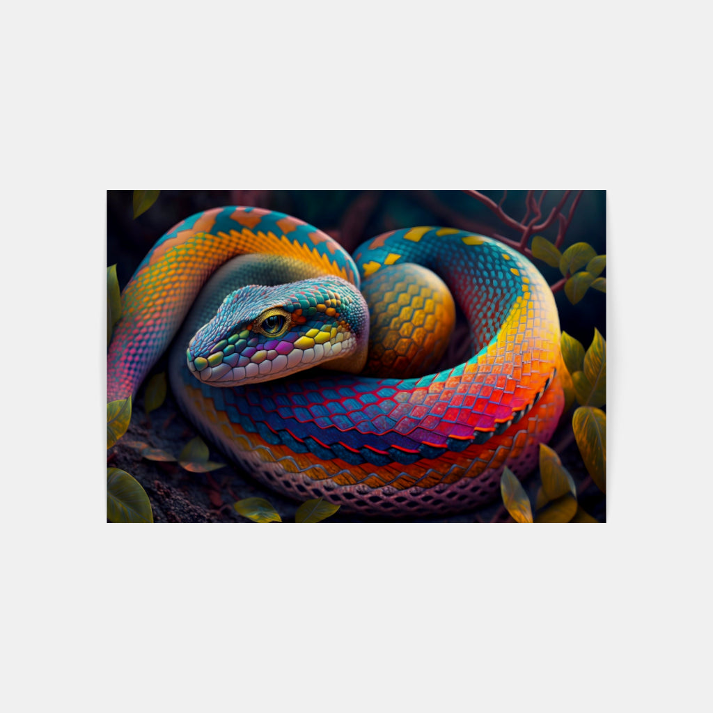 Rainbow Serpent: A Chromatic Dance of Scales and Shadows Wall Art