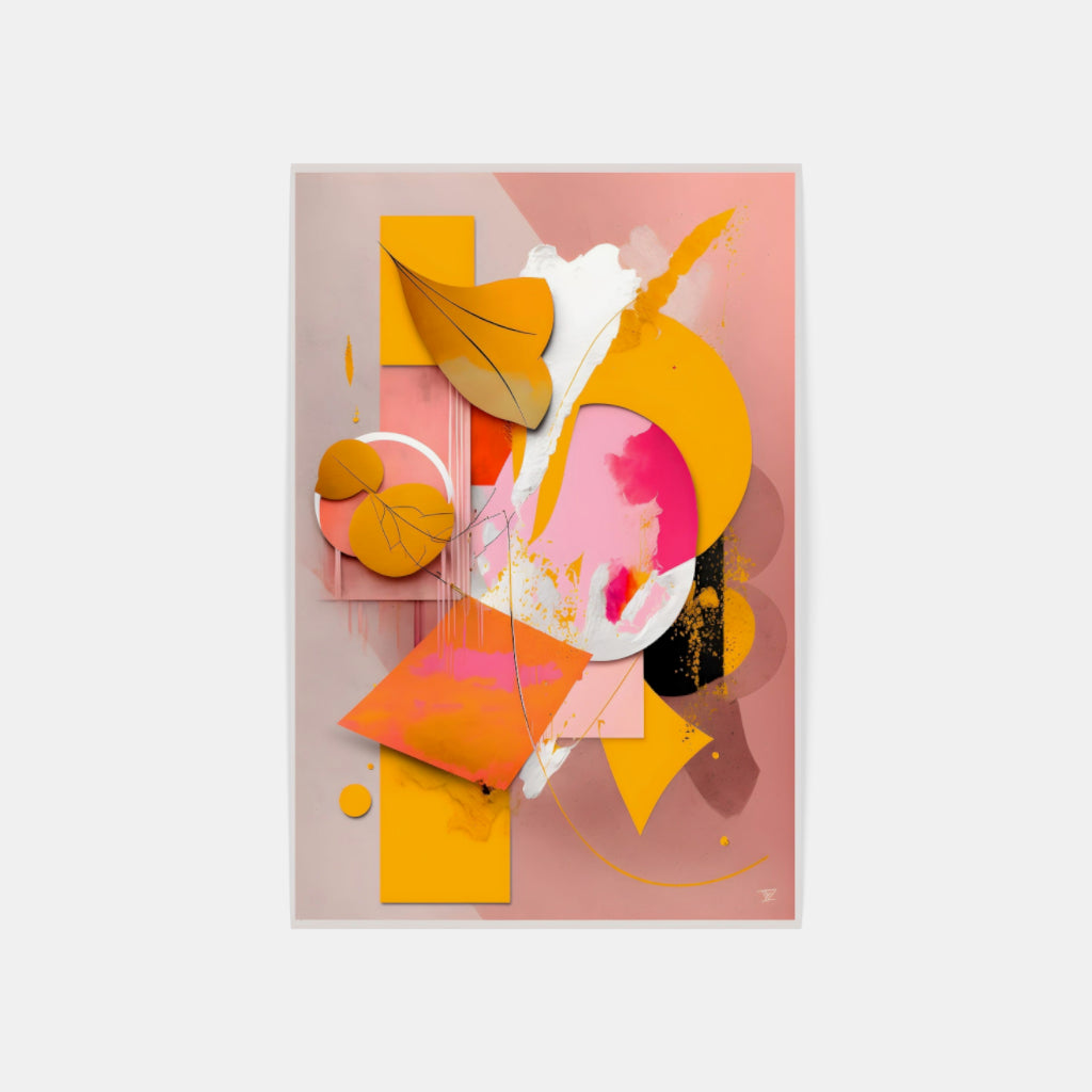 Pastel Perspectives: Abstract Geometries in Pink and Yellow Wall Art