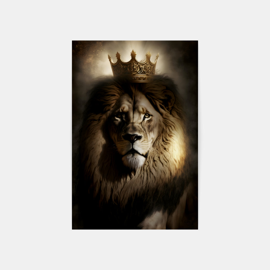 Regal Majesty: The Crowned Lion's Noble Gaze Wall Art