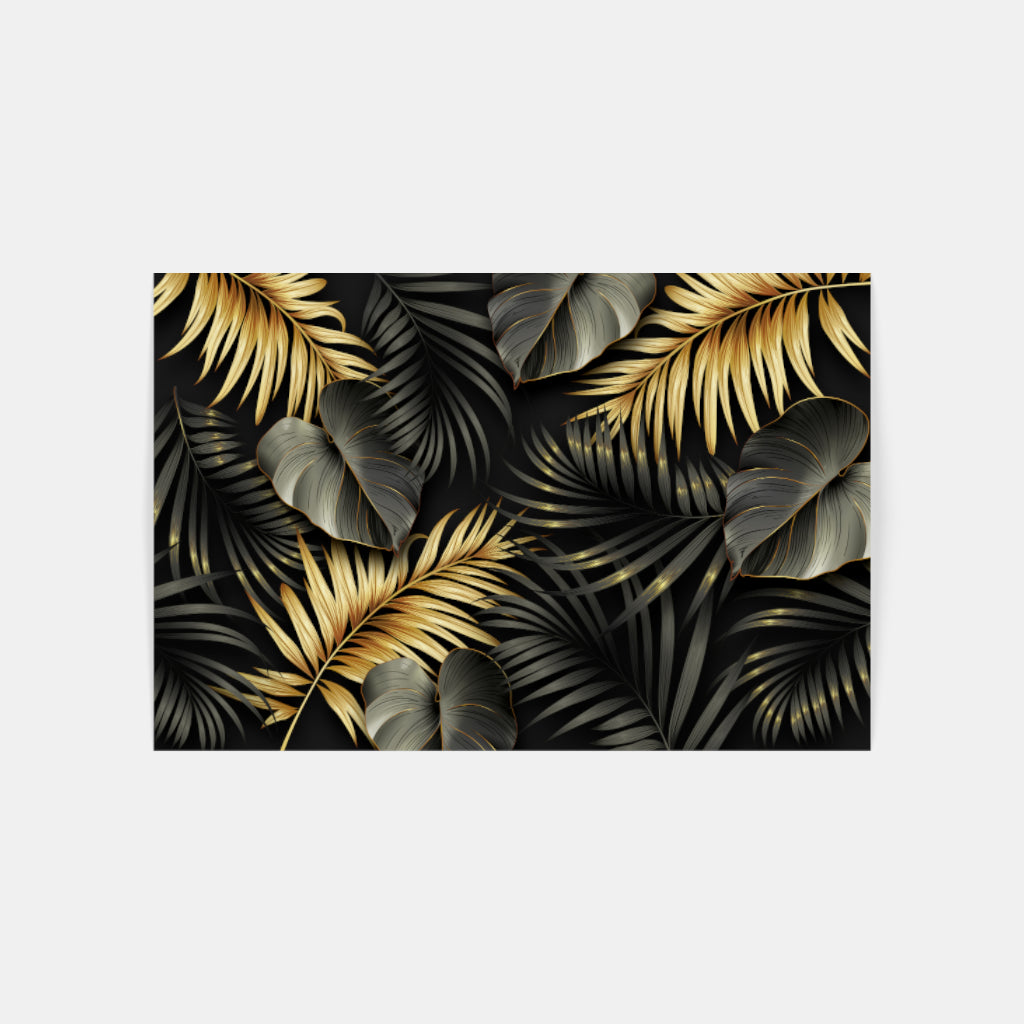 Golden Foliage: Black and Gold Elegance Wall Art