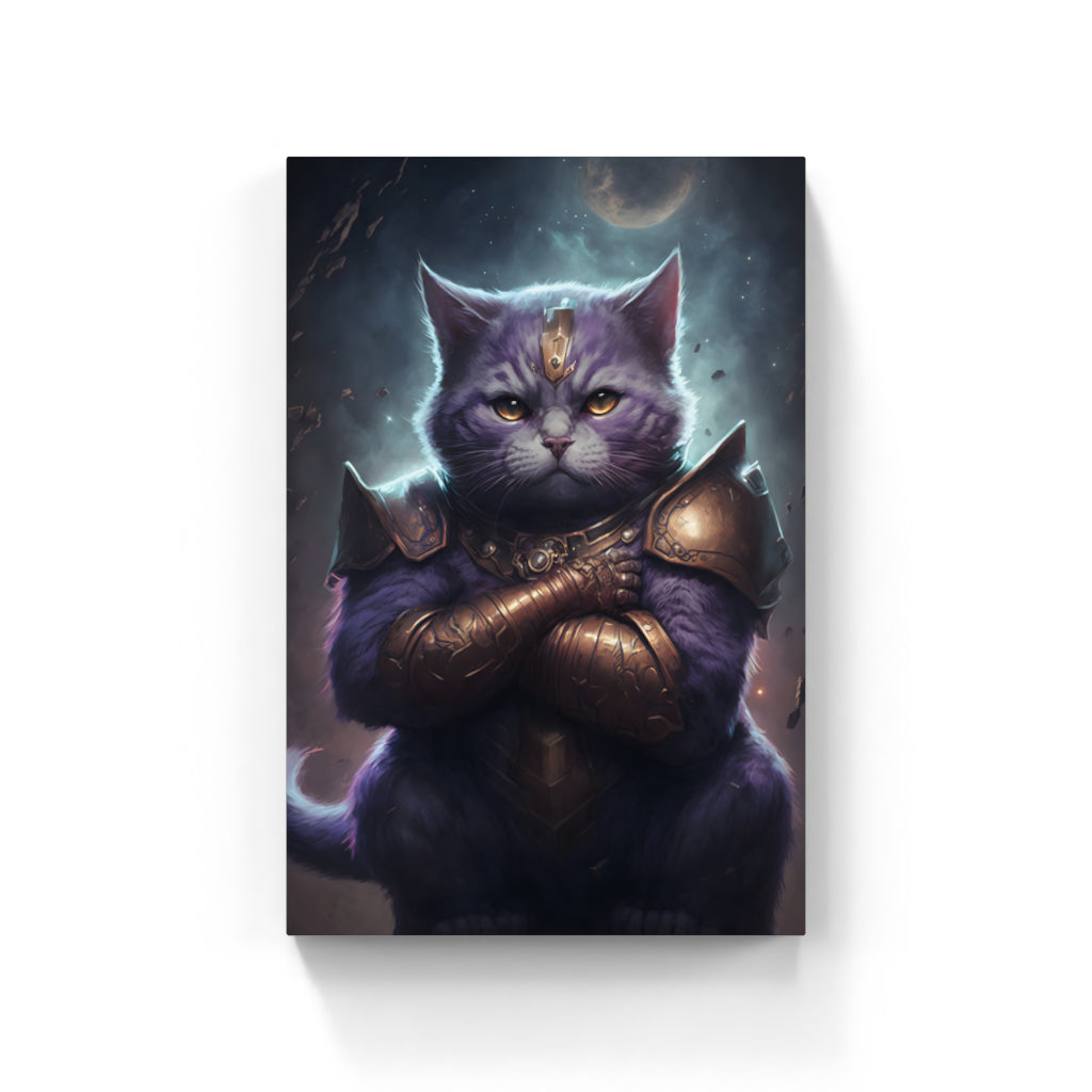 Valiant Sentinel: The Armored Cat Wall Art