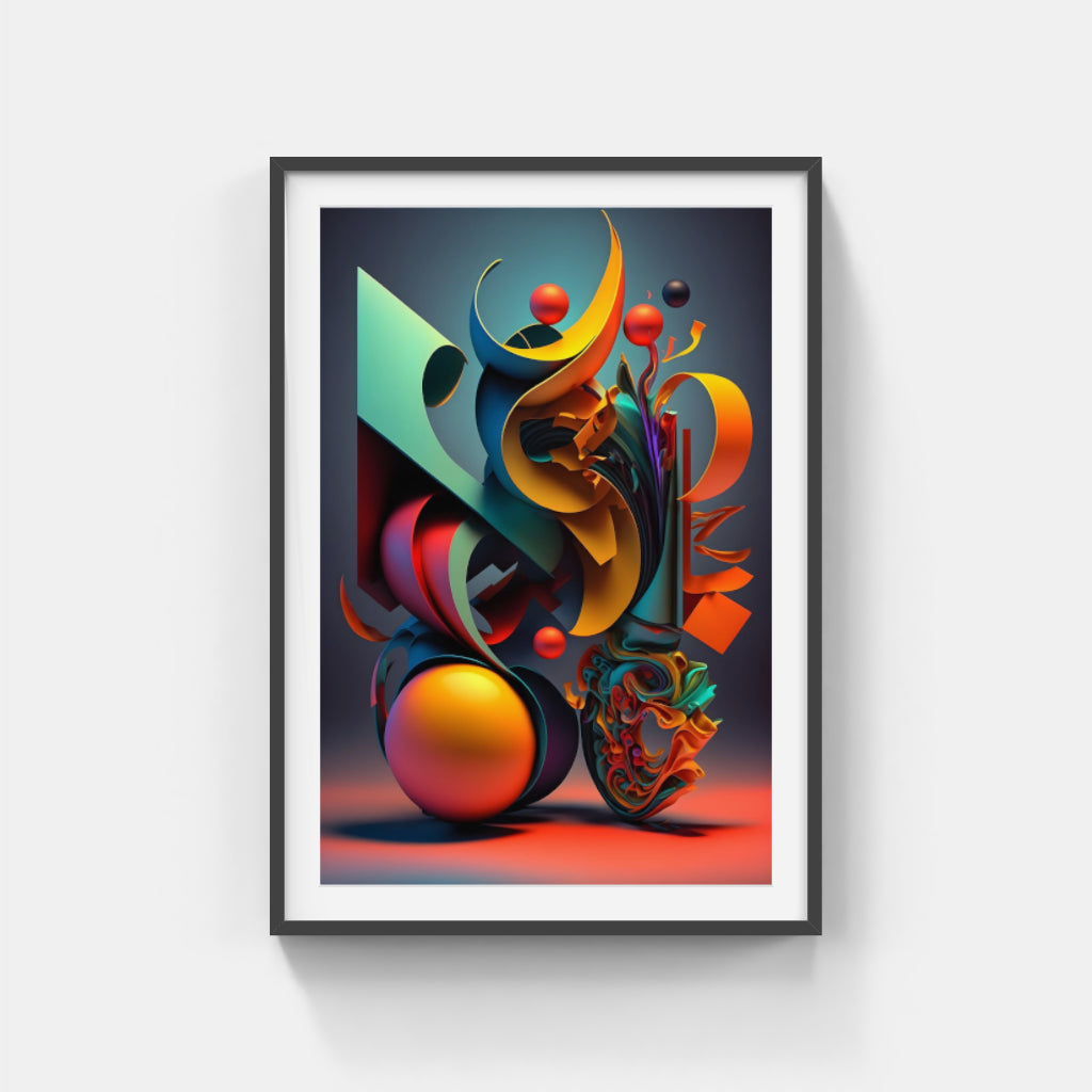 Abstract Colorful Geometries: A Fusion of Artistic Forms Wall Art