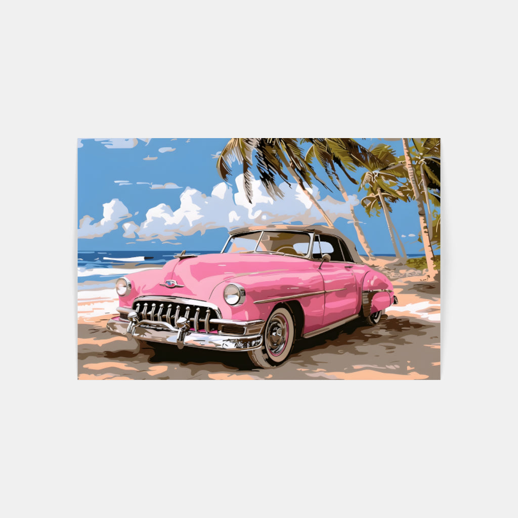 Pink Car Wall Art Canvas,Home Decor Prints, Art Wall Pictures