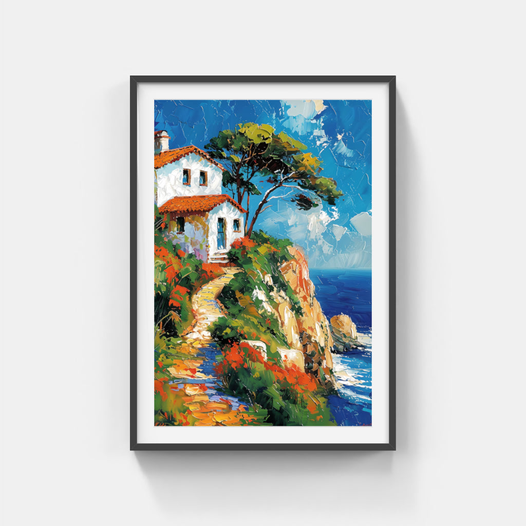 House With Ocean View Wall Art Canvas,Home Decor Prints, Art Wall Pictures