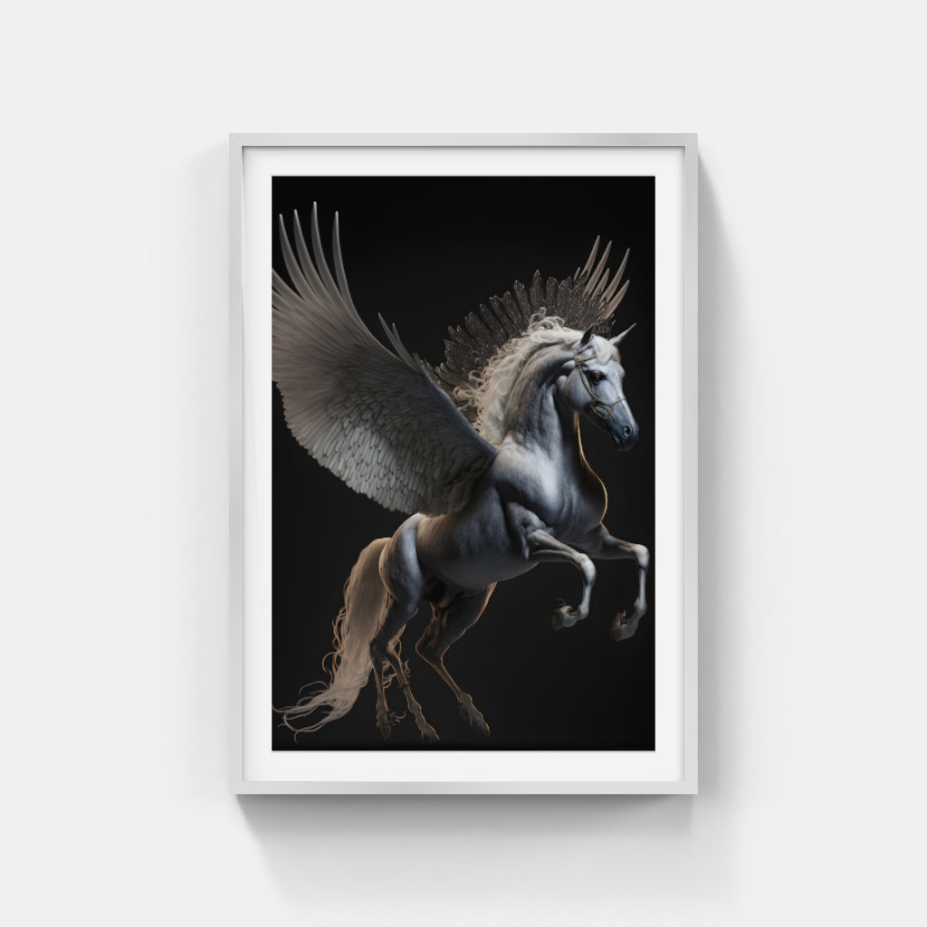 Celestial Steed: Winged Horse in Midnight Flight Wall Art