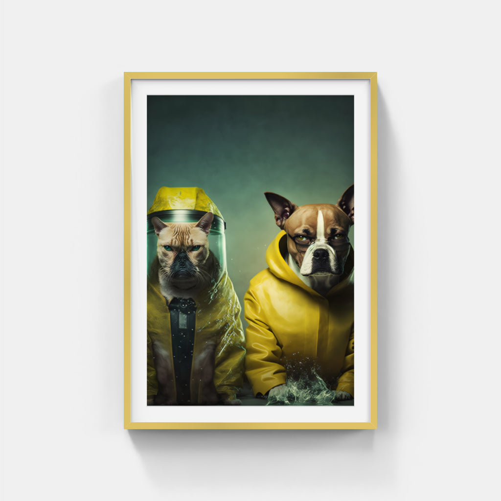 Canine Hazmat Duo: Dogs Suited for Safety Wall Art