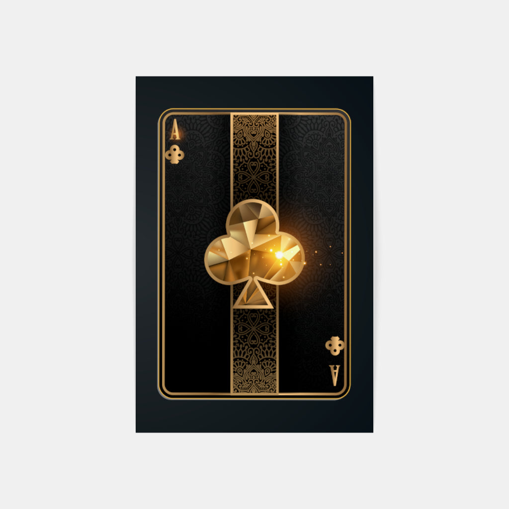 Ace of Clubs in Gold Wall Art Canvas Home Decor Prints Art Wall Pictures