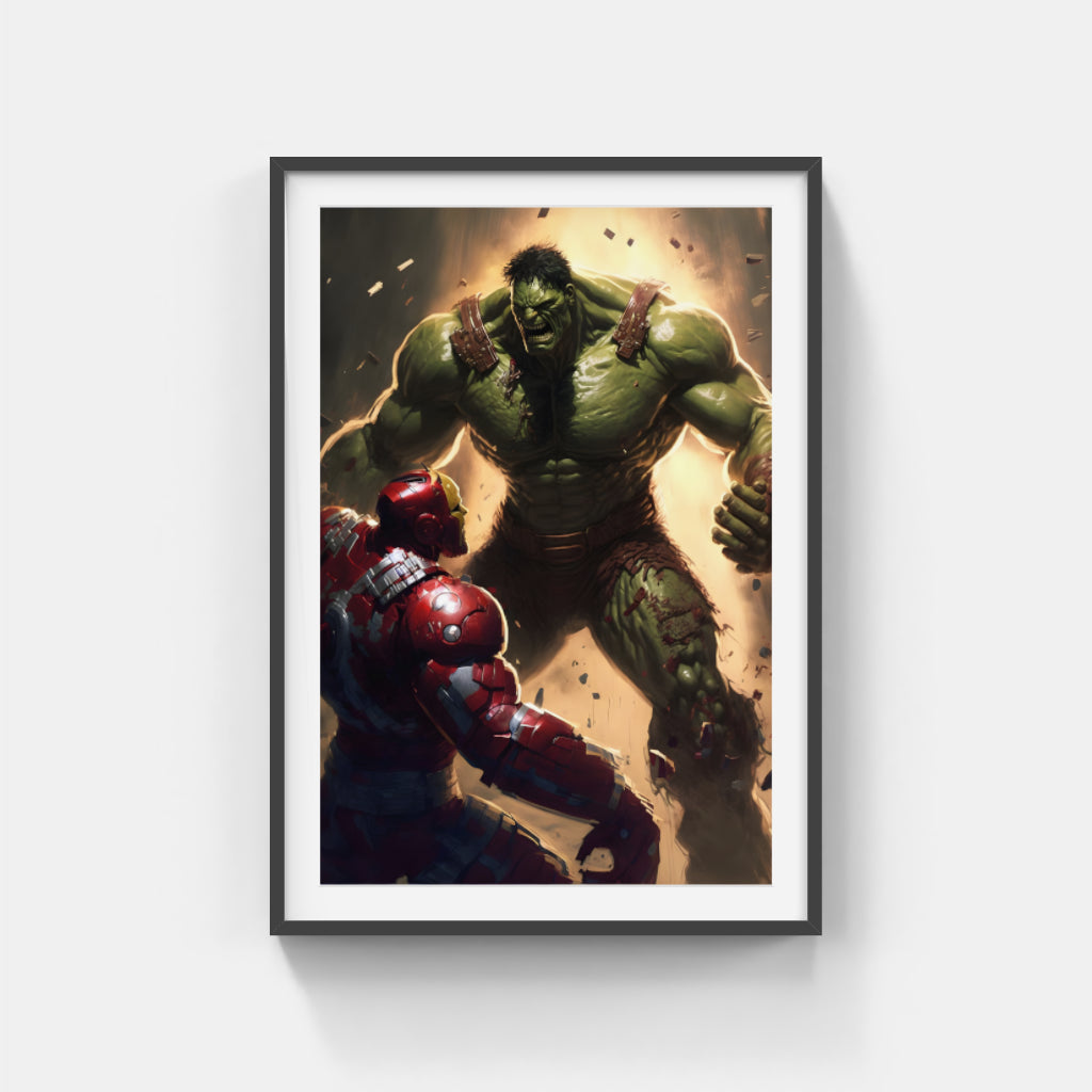 Dynamic Duo: Hulk and Iron Man in Action Wall Art