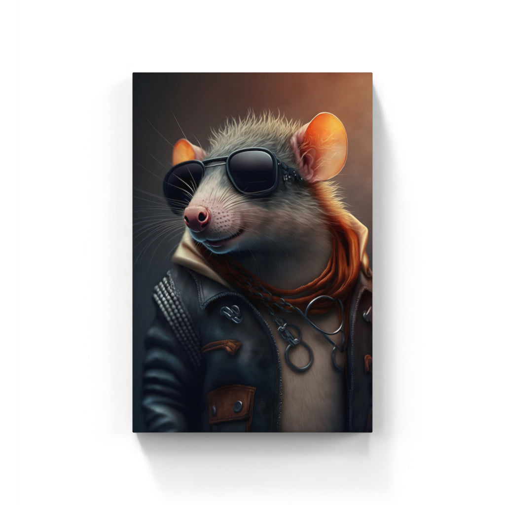 Rat Cool: Leather Jacket and Sunglasses Wall Art