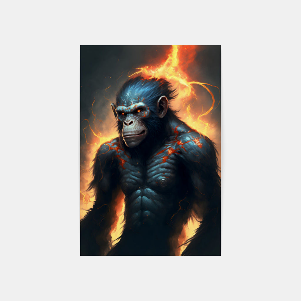 Chimpanzee Inferno: Ablaze with Primal Energy Wall Art