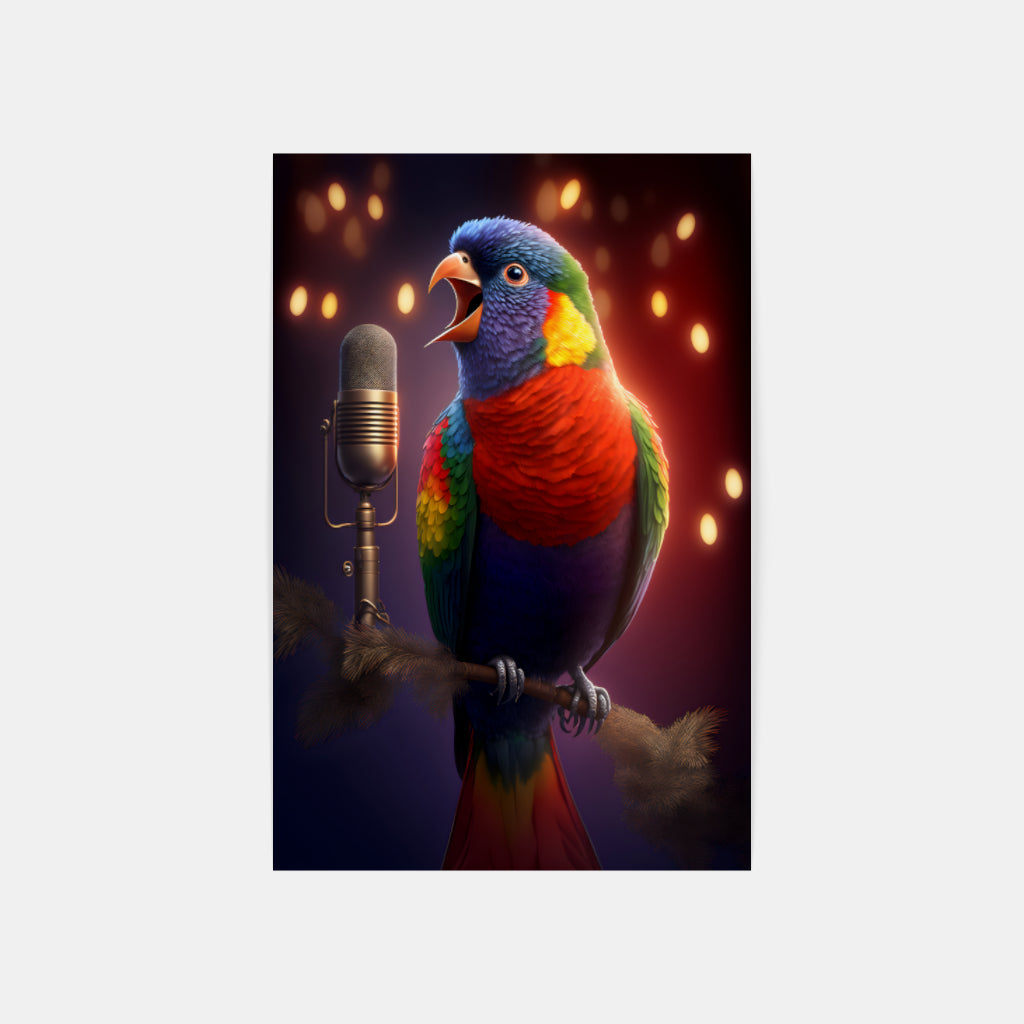 Melodic Colors: Parrot on the Mic Wall Art