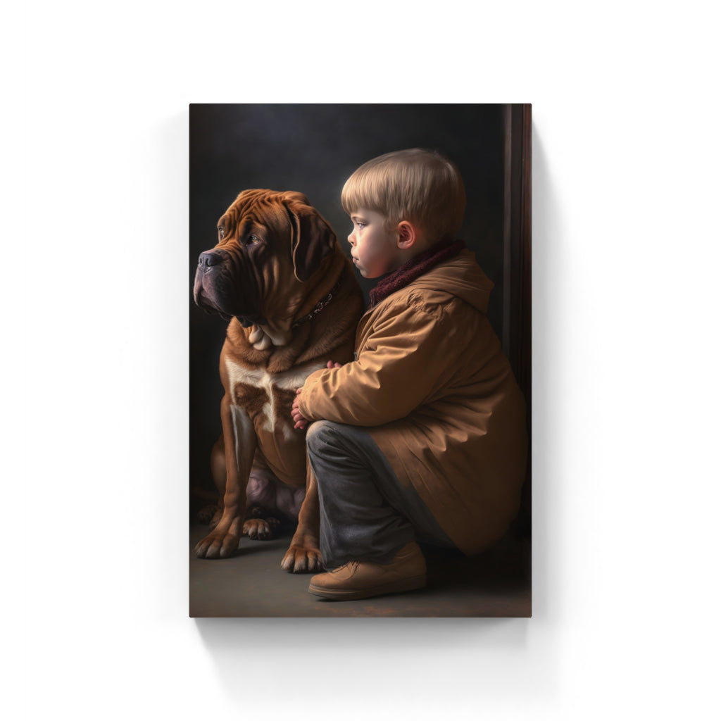 Vintage Bond: Dog and Kid in Timeless Friendship Wall Art