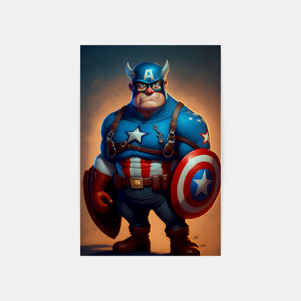 Animated Heroism: Captain America in Action Wall Art