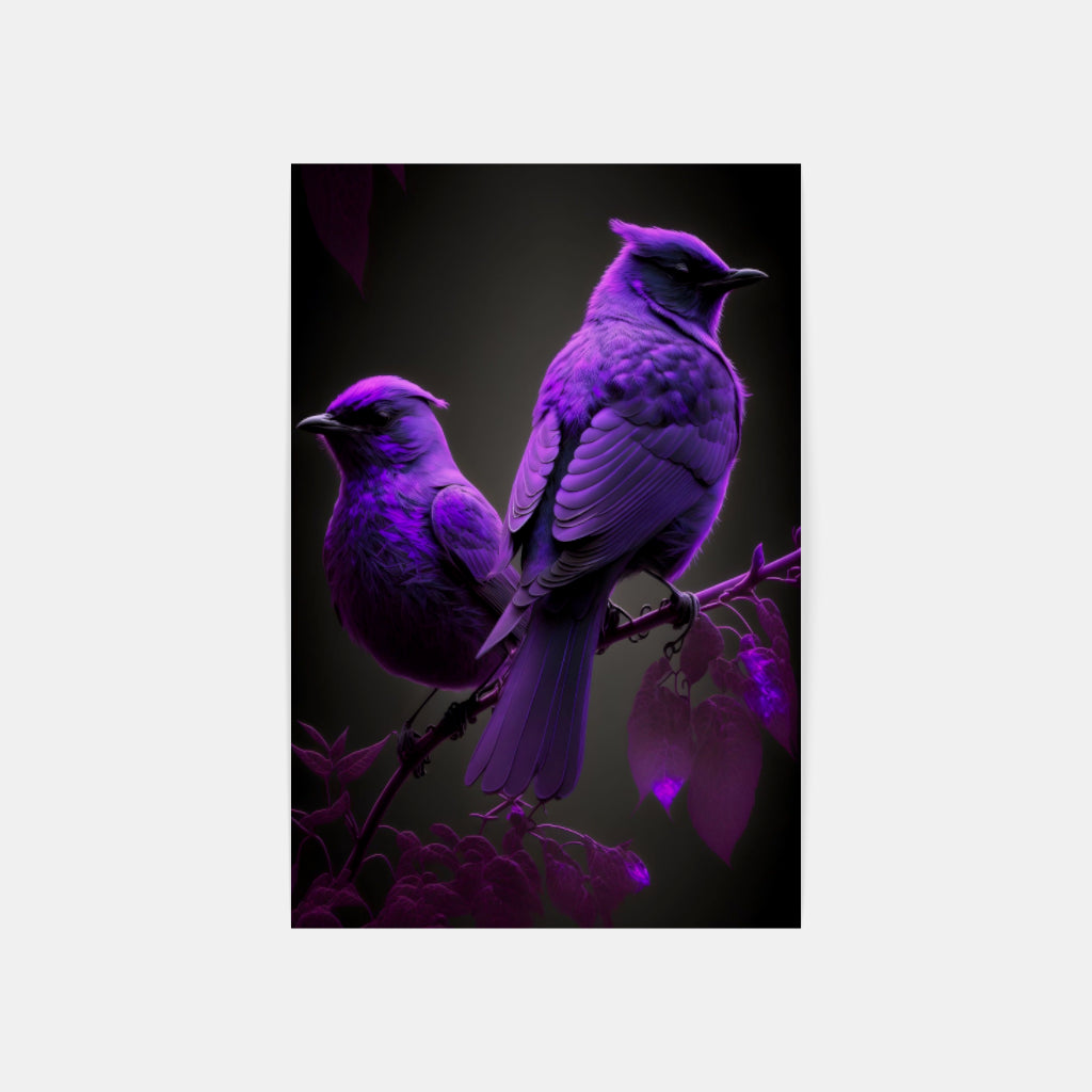 Violet Pair: Two Birds in Delicate Hues Wall Art