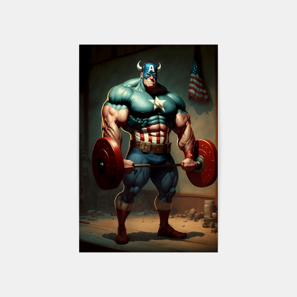 Captain America's Workout: Strength and Justice in Motion Wall Art