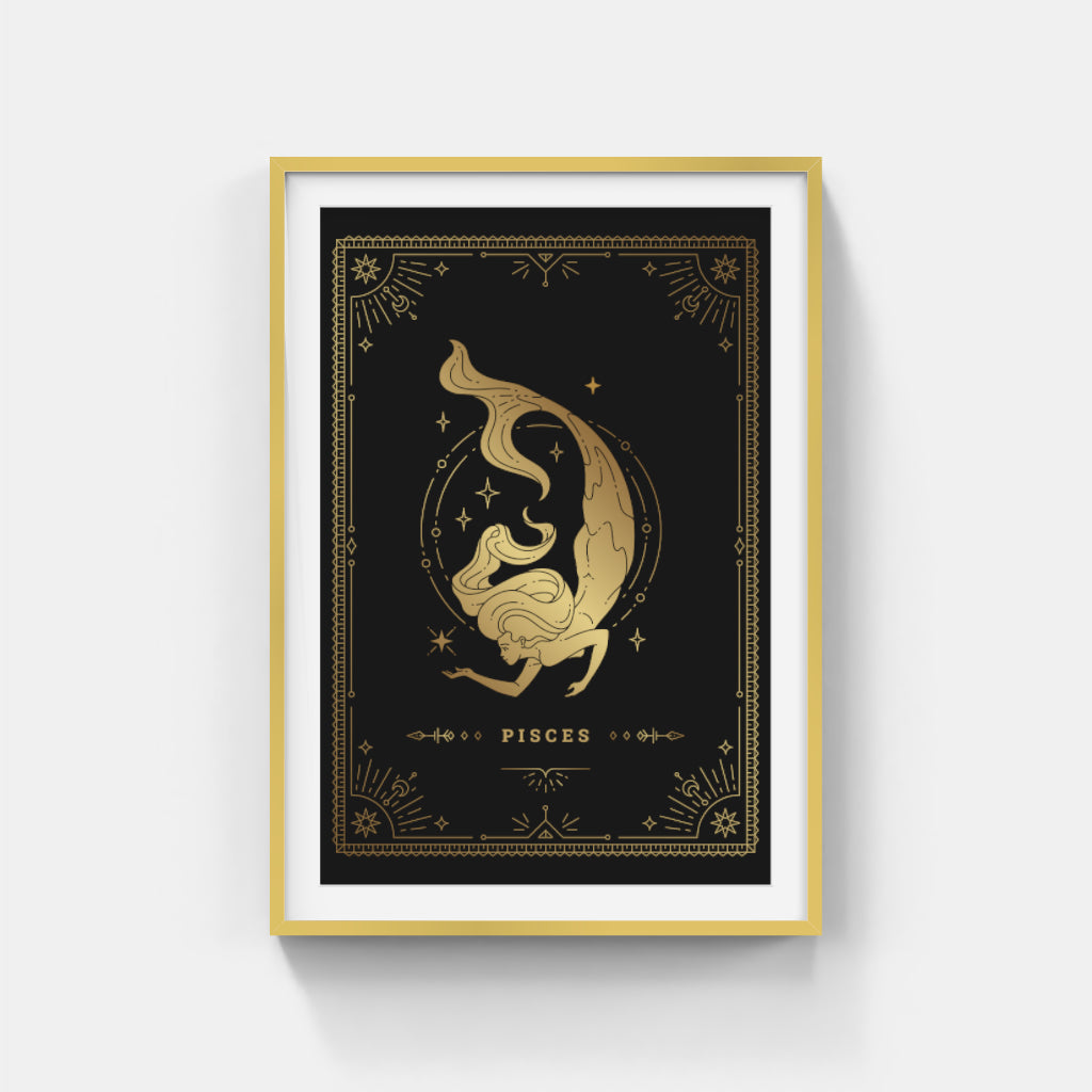 Golden Pisces: Dreamy Depths and Cosmic Flow Wall Art