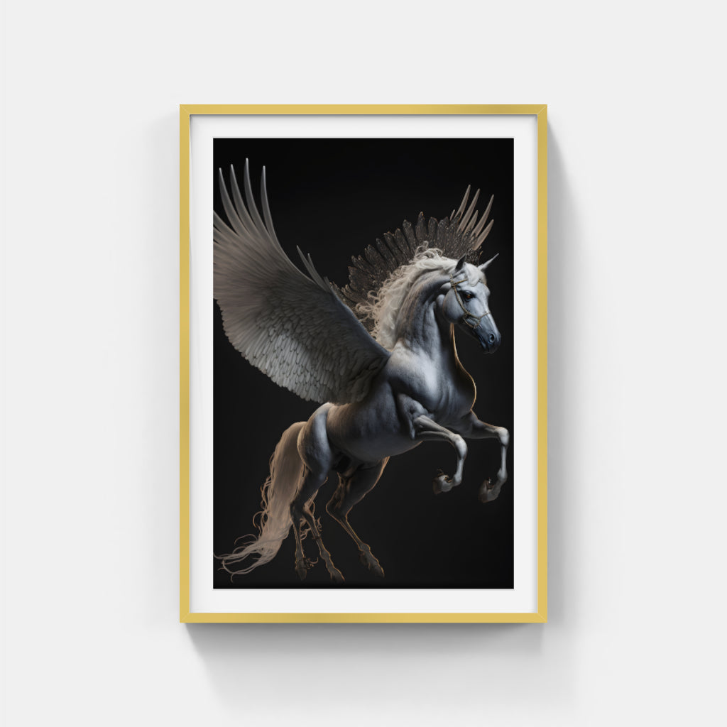 Celestial Steed: Winged Horse in Midnight Flight Wall Art