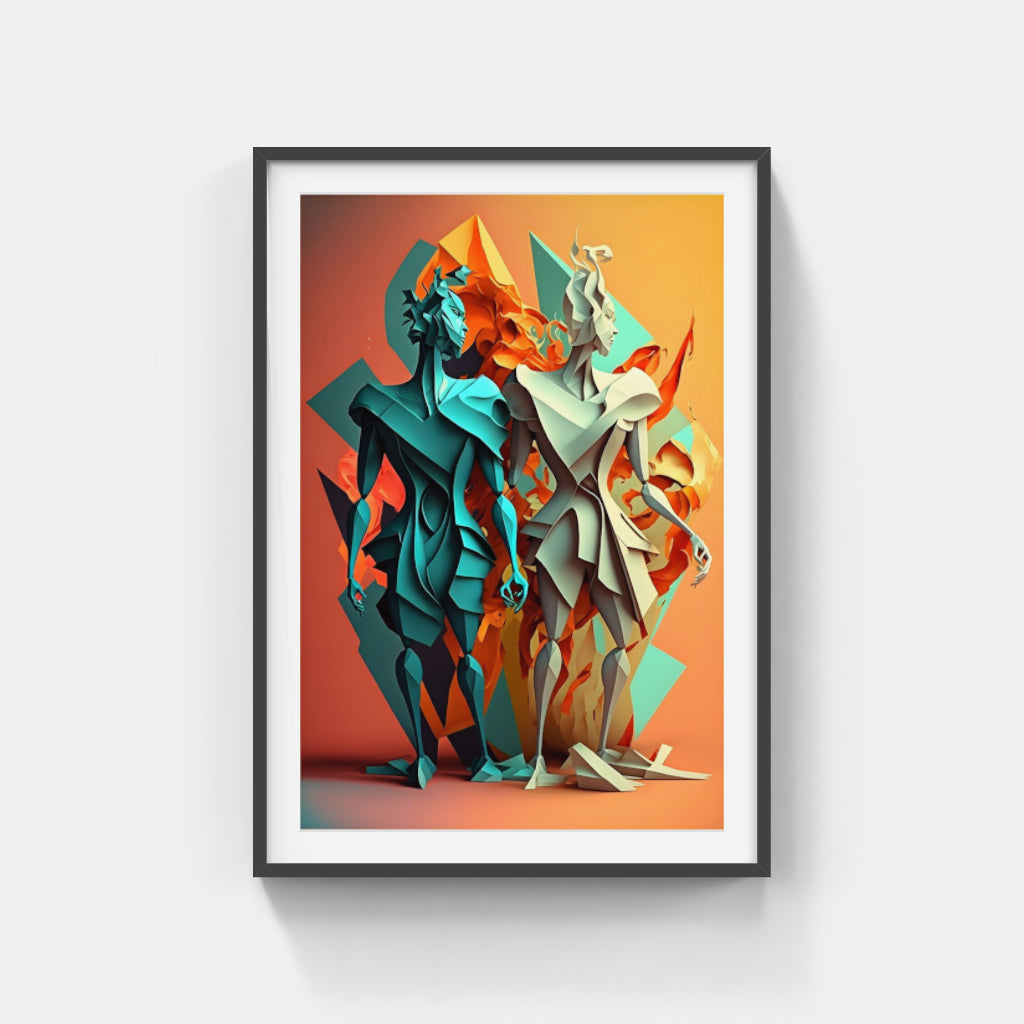 Abstract Duo: Exploring Shapes in Couple Dynamics Wall Art