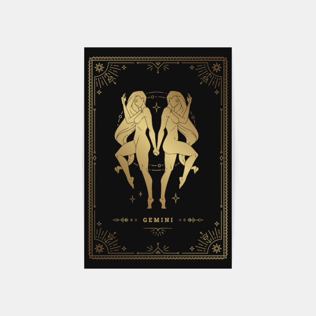 Golden Gemini: Twin Flames of Zodiac Elegance Wall Art