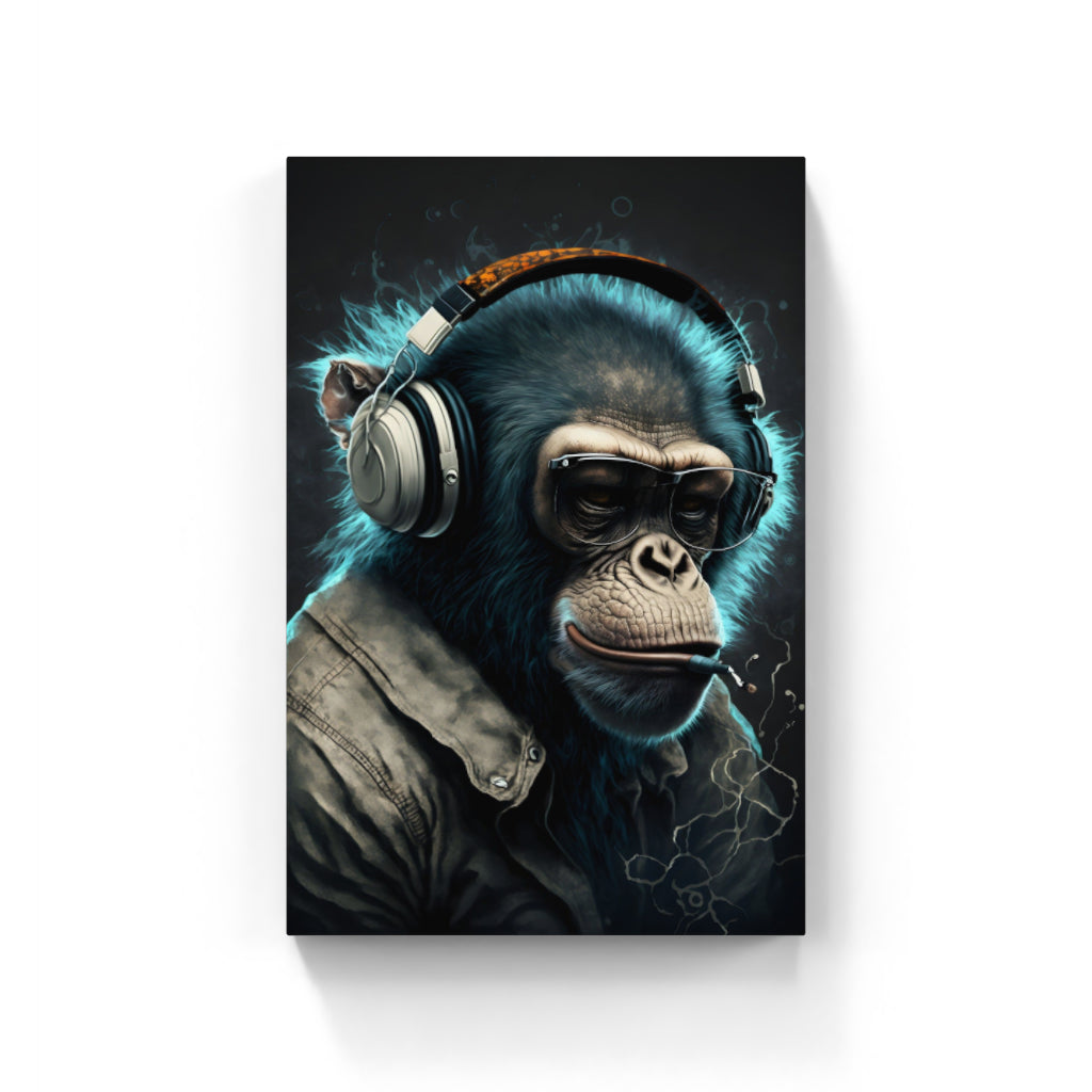 Primate Vibes: NFT Art of an Ape in Headphones and Dress Wall Art