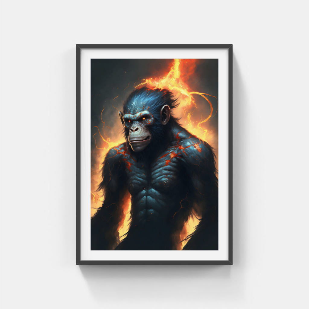 Chimpanzee Inferno: Ablaze with Primal Energy Wall Art