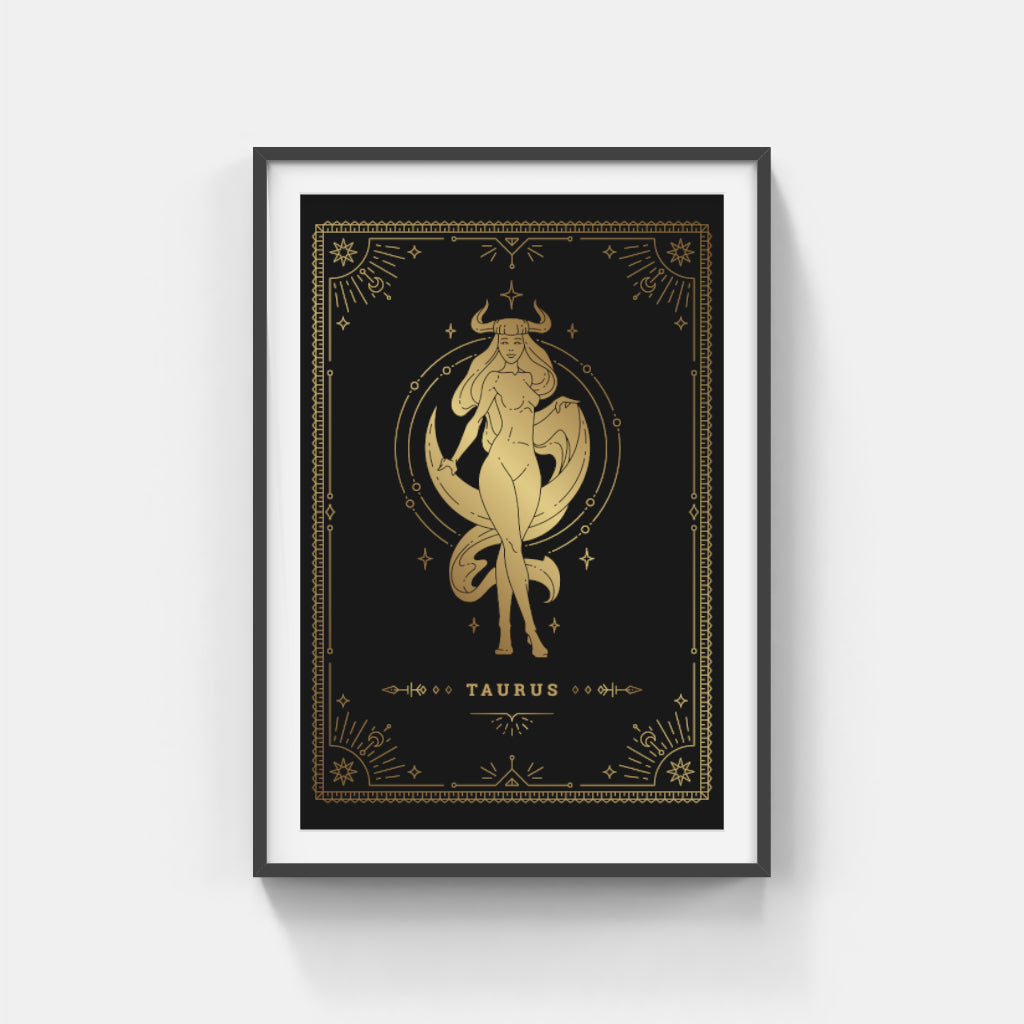 Golden Taurus: Strength and Serenity in Gold Wall Art