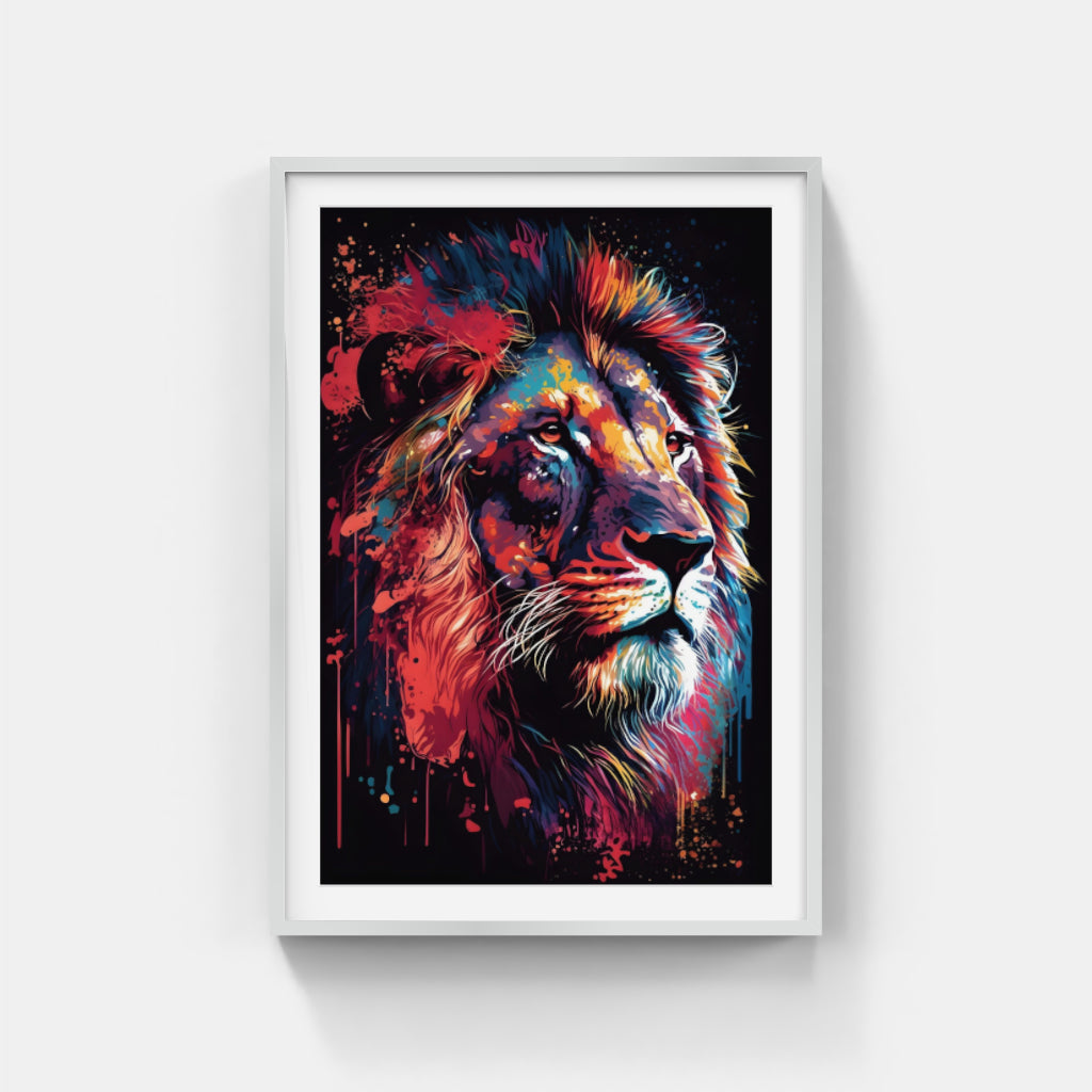 Abstract Majesty: Chromatic Lion Portrait Wall Art