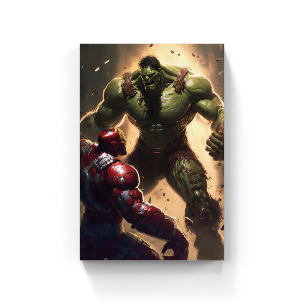 Dynamic Duo: Hulk and Iron Man in Action Wall Art