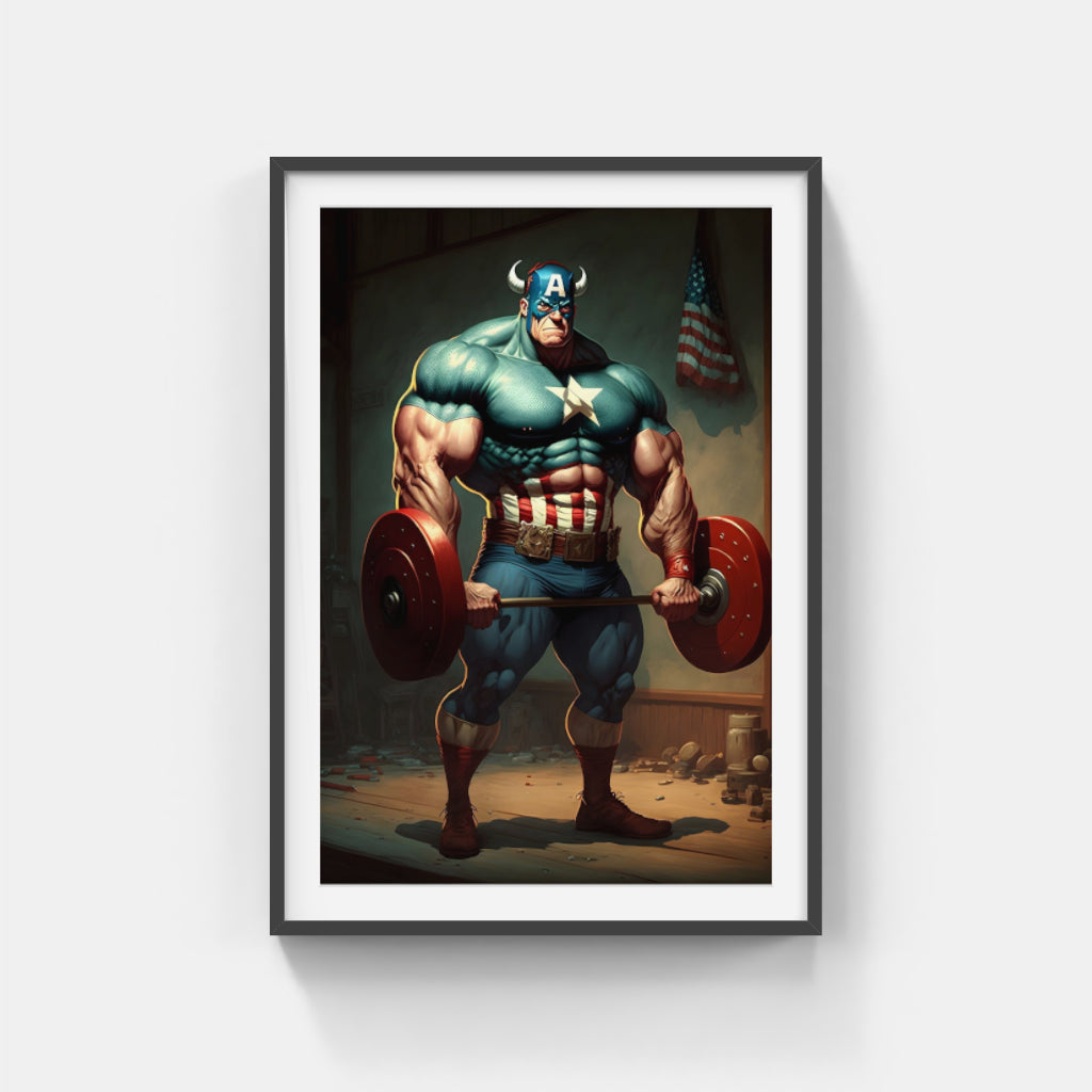 Captain America's Workout: Strength and Justice in Motion Wall Art