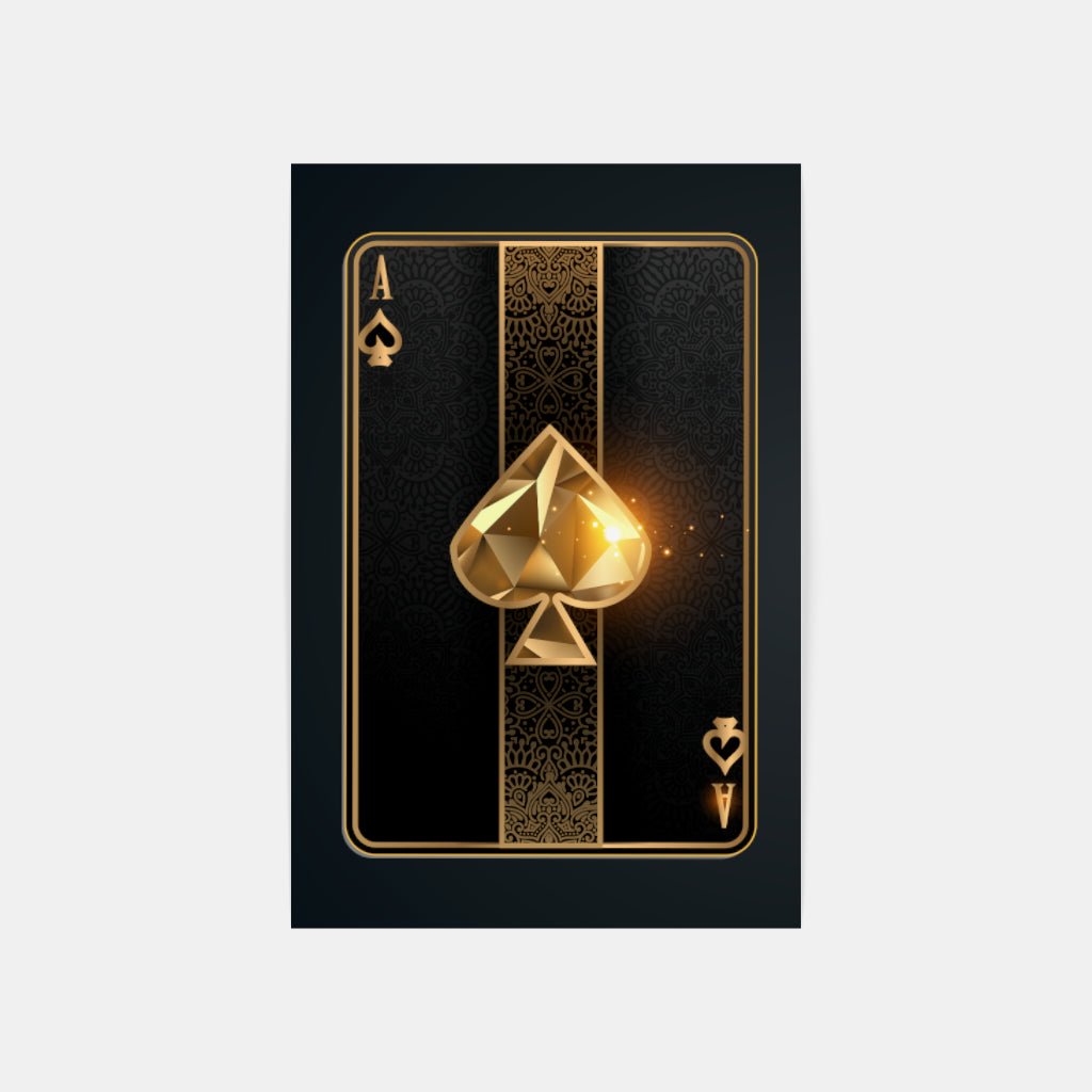 Ace of Spades in Gold Wall Art Canvas Home Decor Prints Art Wall Pictures